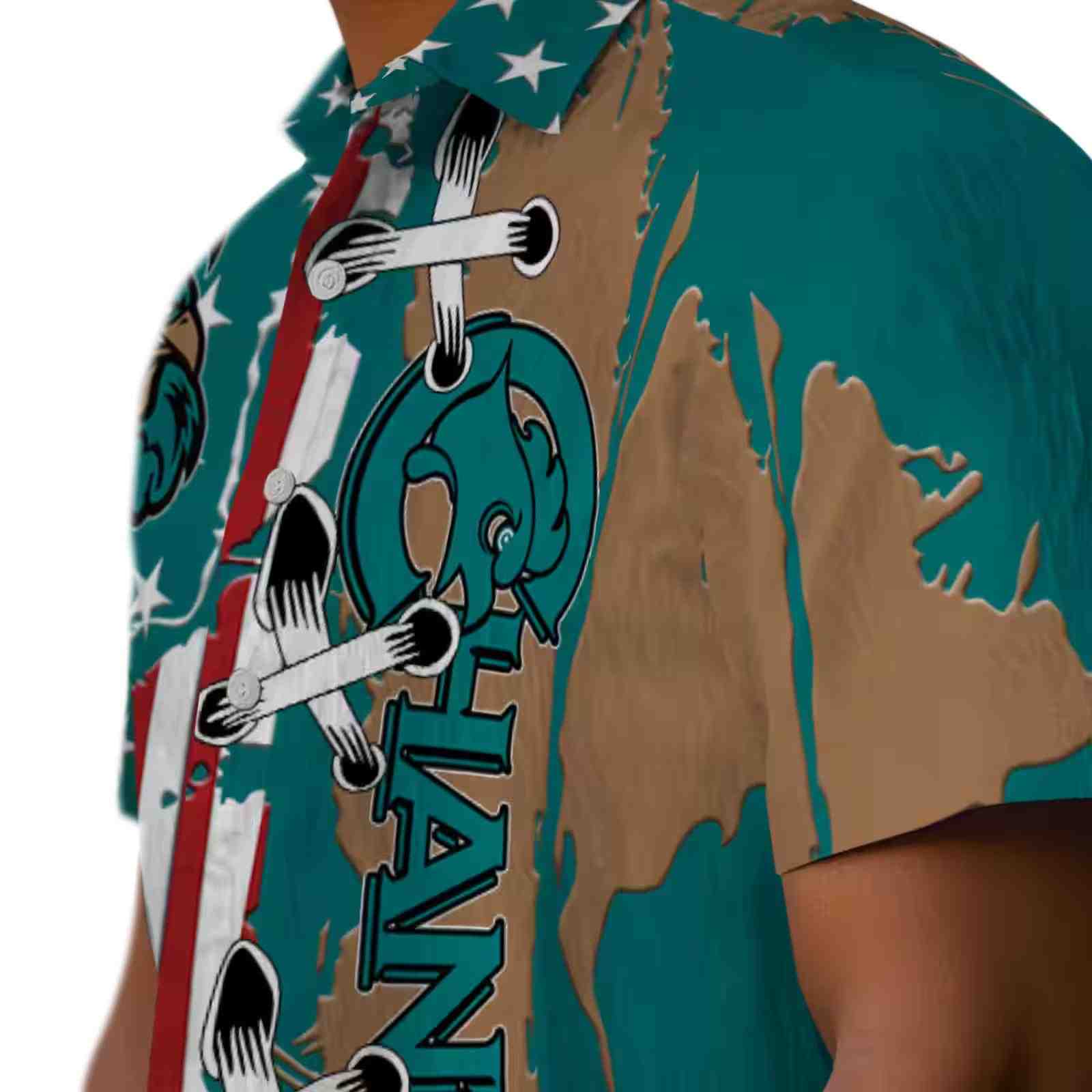 coastal carolina chanticleers stitched flag green hawaiian shirt trendy