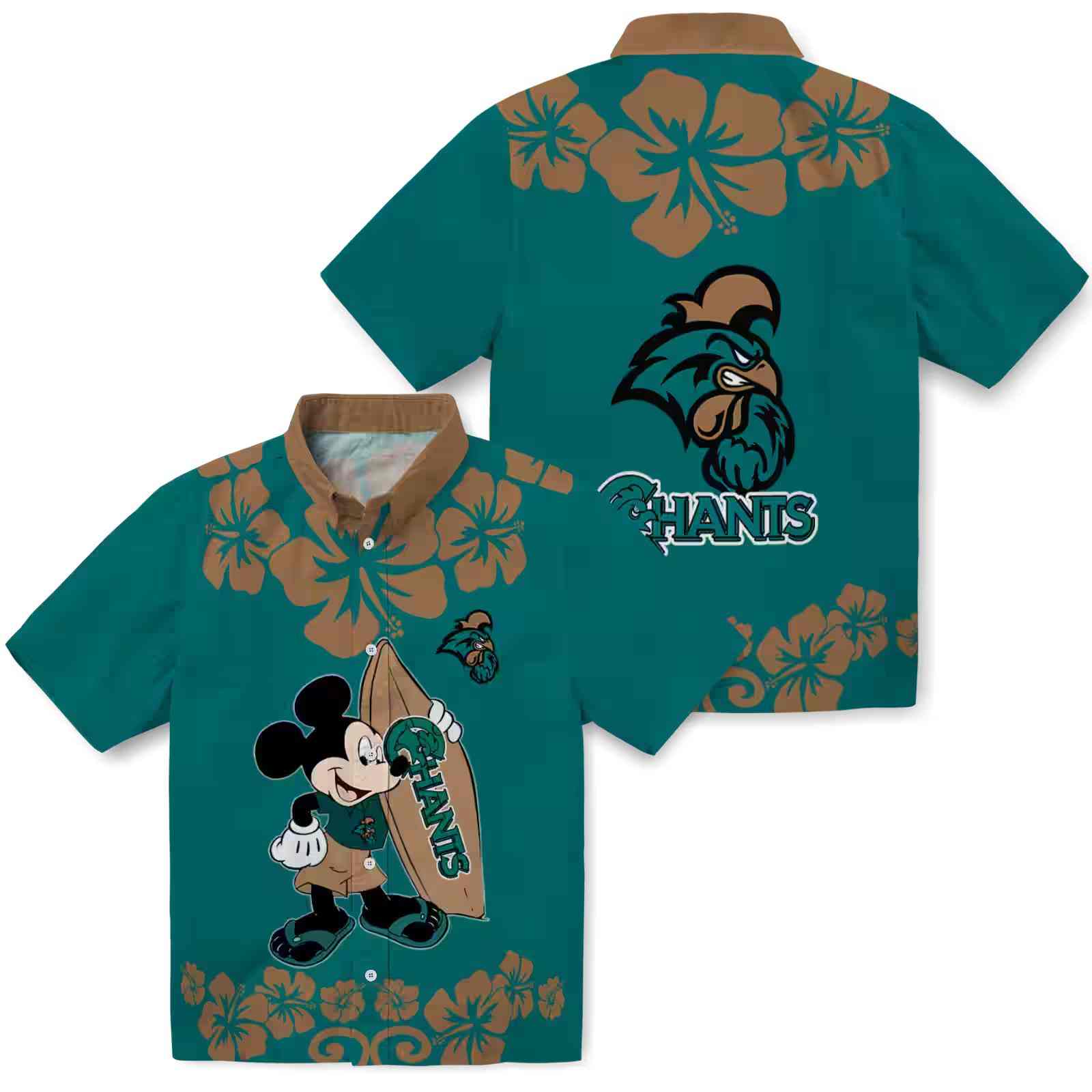 coastal carolina chanticleers surfing mickey green hawaiian shirt high quality