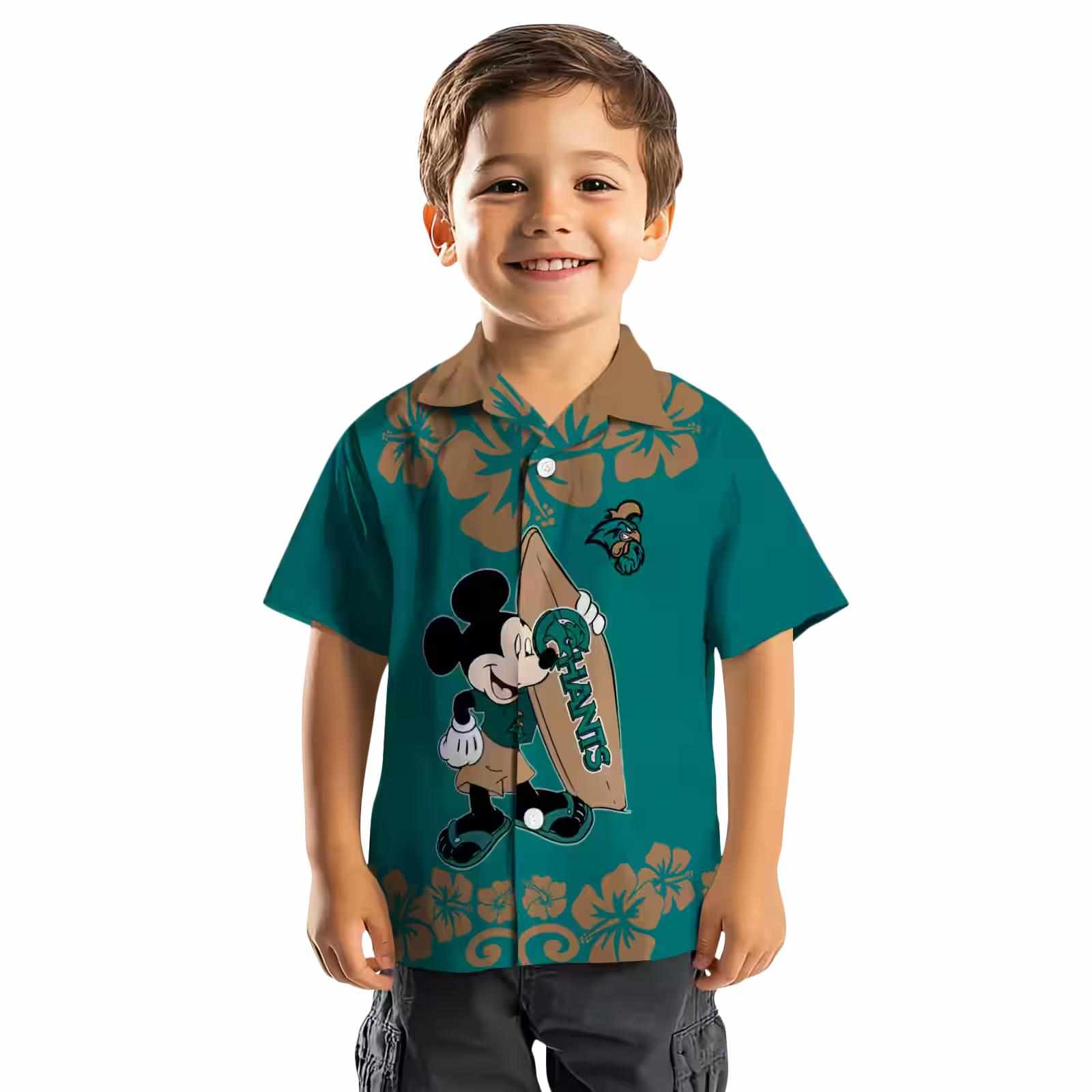 coastal carolina chanticleers surfing mickey green hawaiian shirt top rated