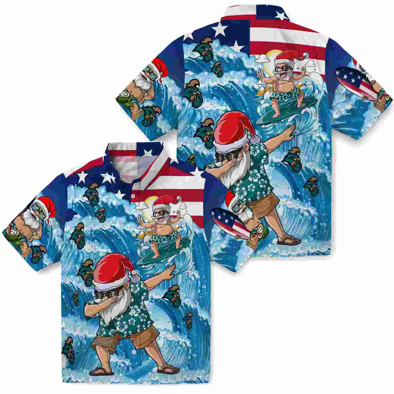 coastal carolina chanticleers surfing santa blue hawaiian shirt high quality