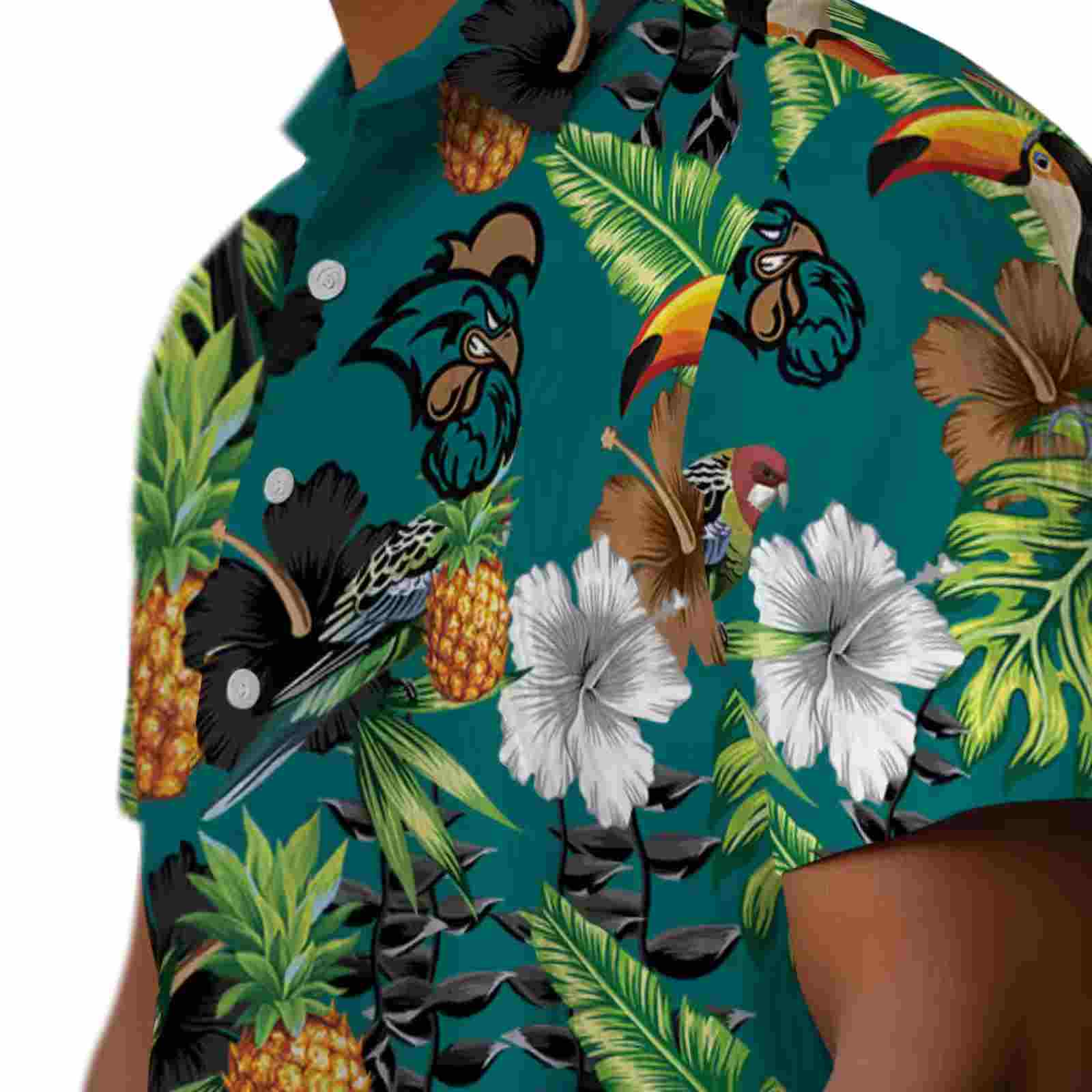 coastal carolina chanticleers toucan hibiscus pineapple green hawaiian shirt trendy