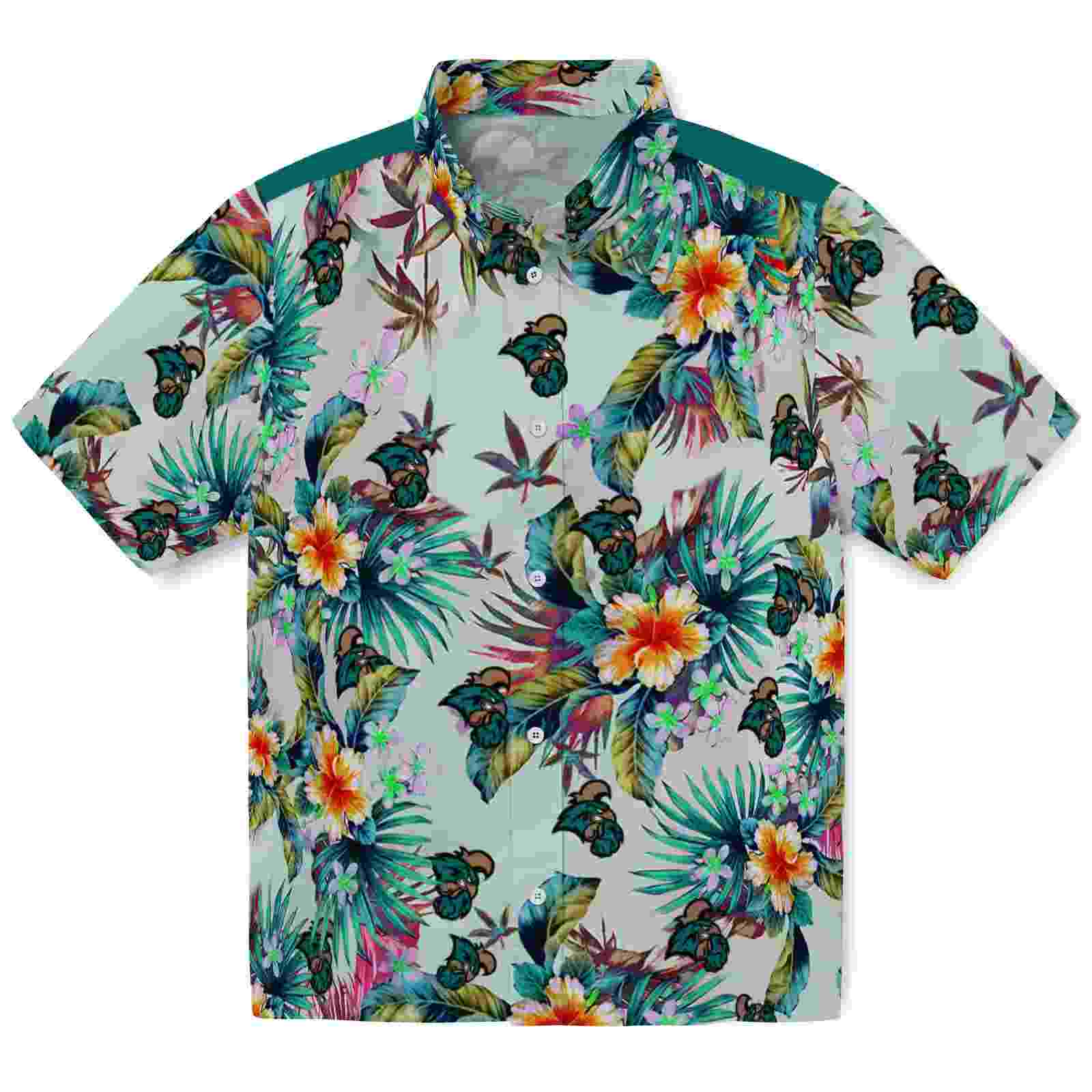 Coastal Carolina Chanticleers Tropical Foliage Green Hawaiian Shirt