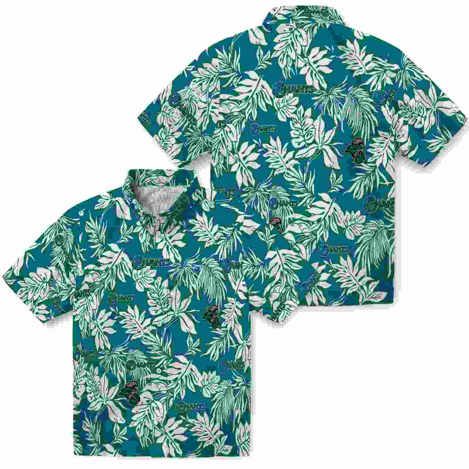 coastal carolina chanticleers tropical leaf green white hawaiian shirt high quality