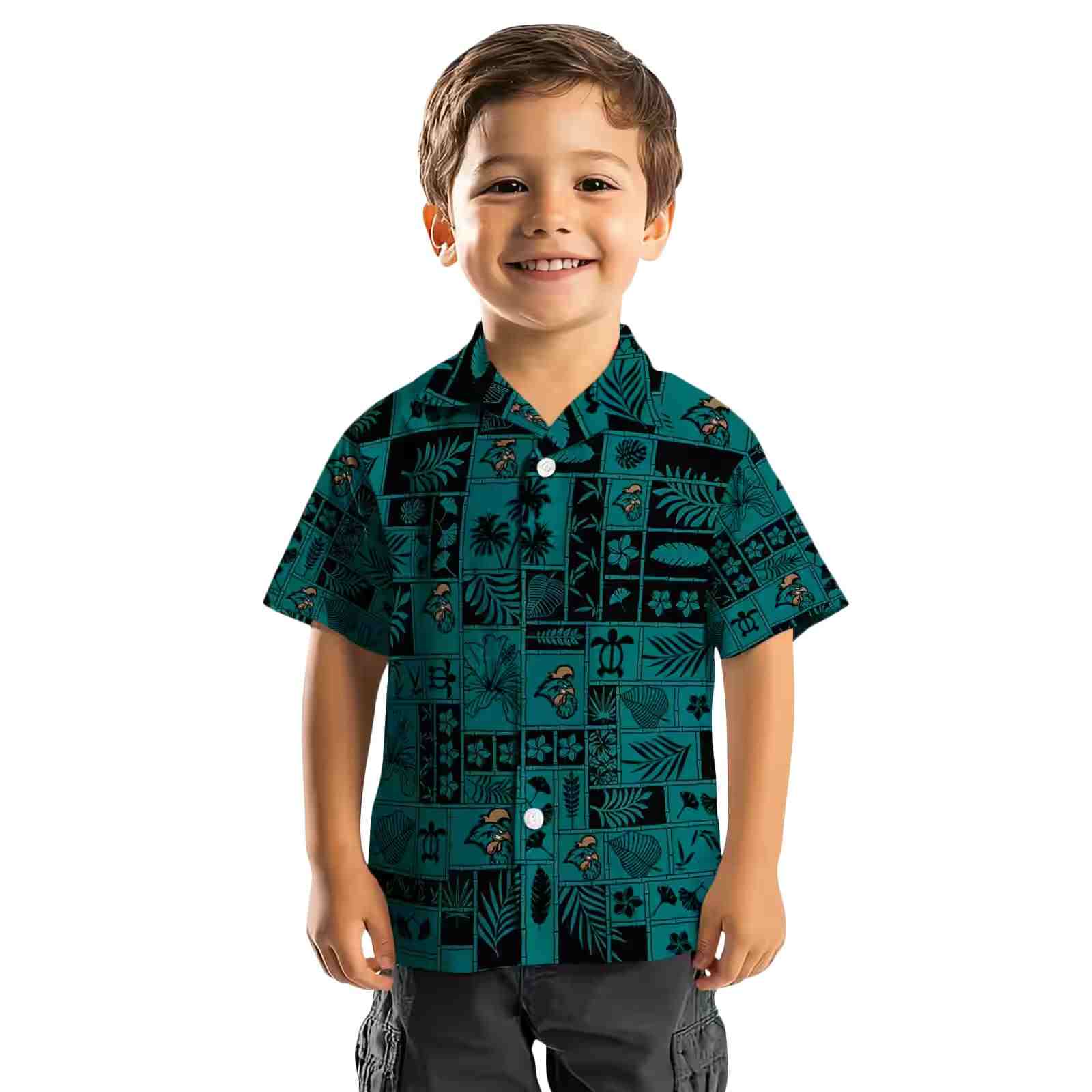 coastal carolina chanticleers tropical patchwork green black hawaiian shirt top rated