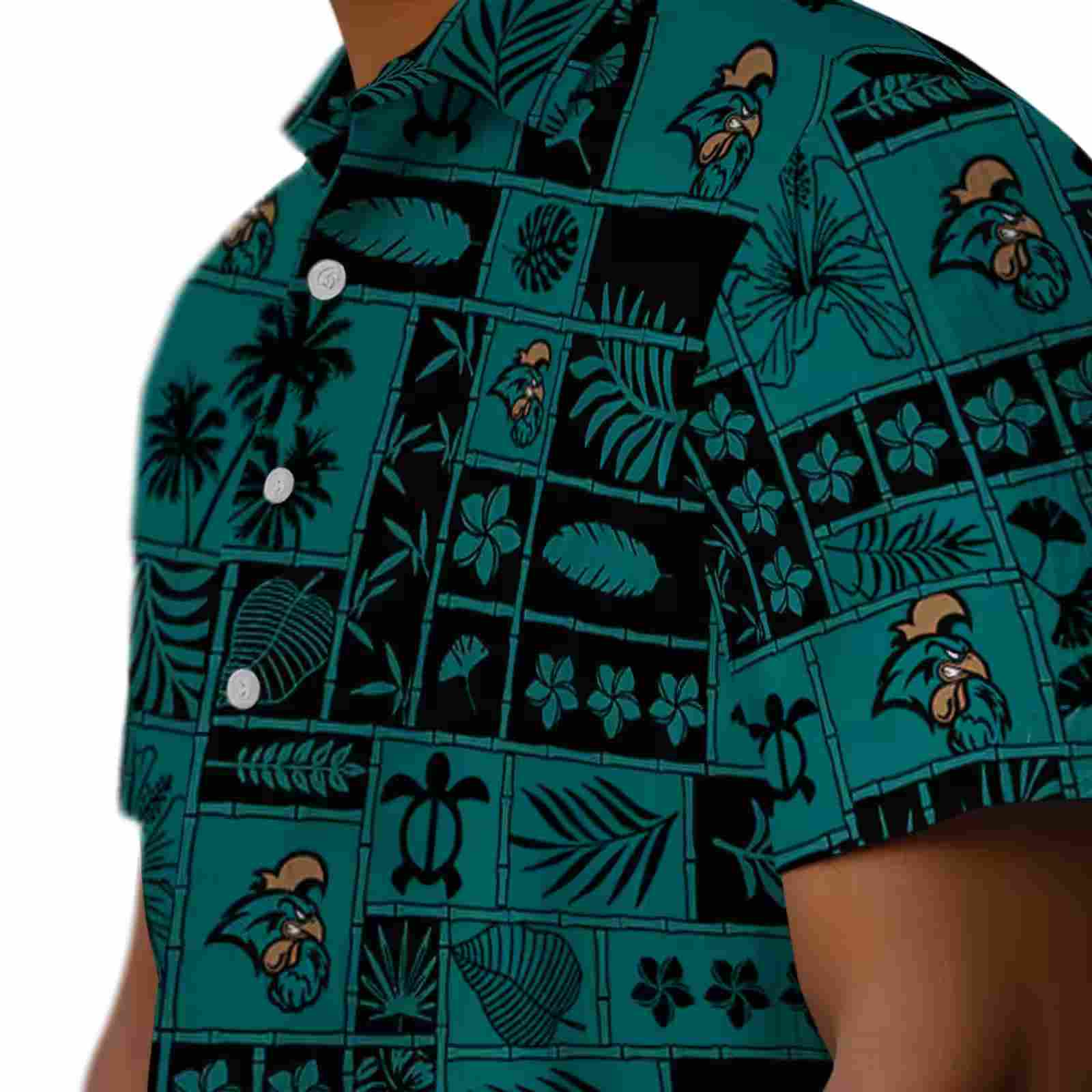 coastal carolina chanticleers tropical patchwork green black hawaiian shirt trendy