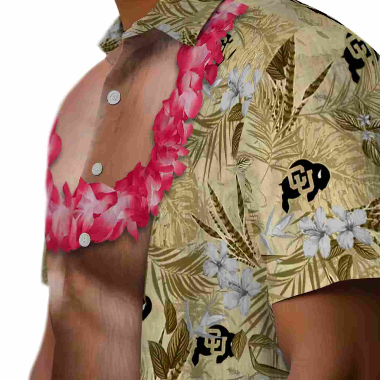 colorado buffaloes chest illusion gold hawaiian shirt trendy