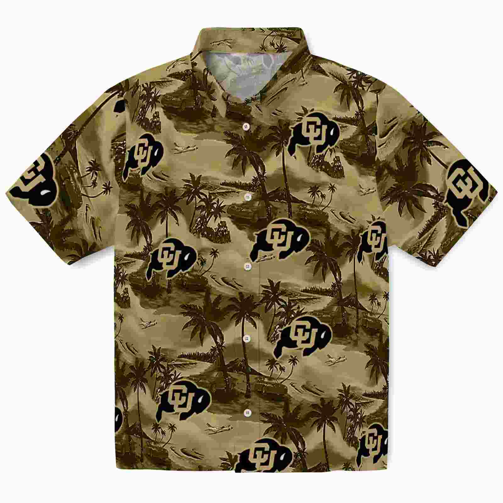 Colorado Buffaloes Coastal Palms Gold Hawaiian Shirt