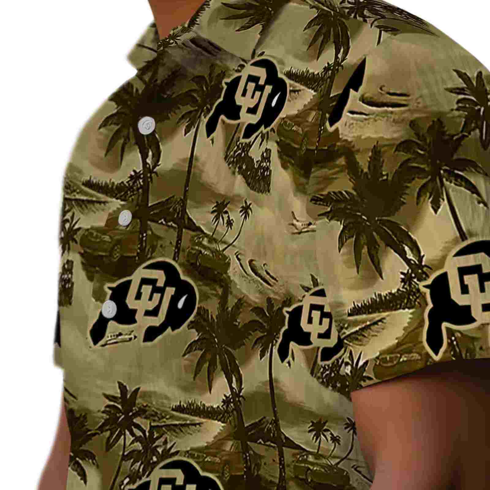 colorado buffaloes coastal palms gold hawaiian shirt trendy