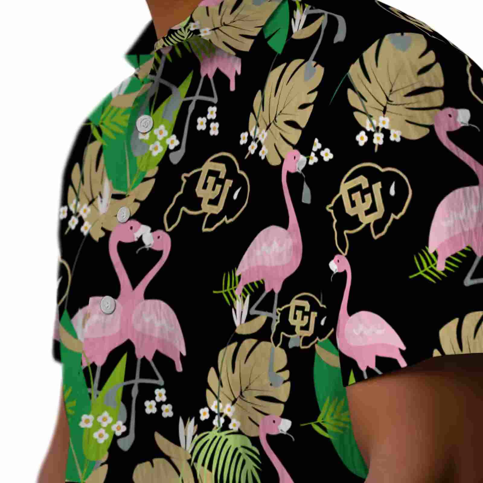 colorado buffaloes flamingo foliage gold green hawaiian shirt trendy