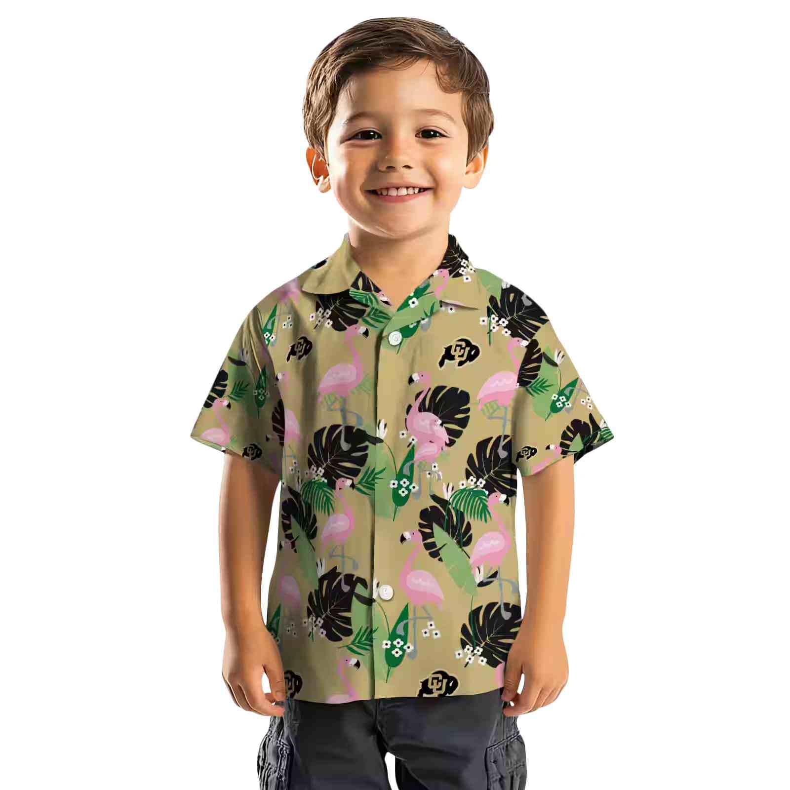 colorado buffaloes flamingo leaf motif gold hawaiian shirt top rated