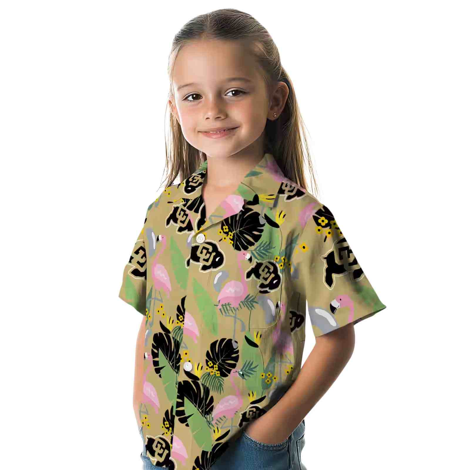 colorado buffaloes flamingo leaves gold hawaiian shirt premium grade