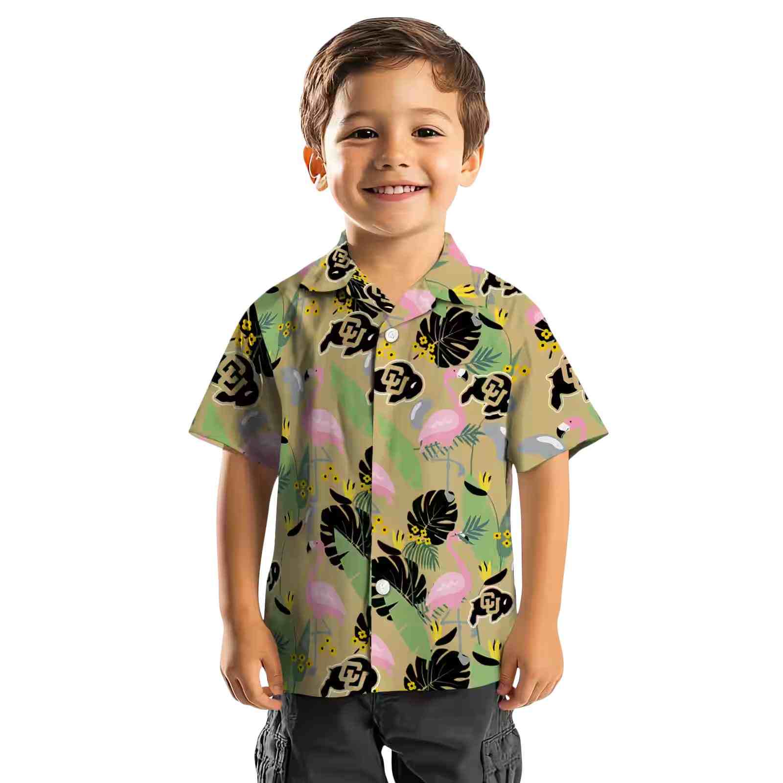 colorado buffaloes flamingo leaves gold hawaiian shirt top rated