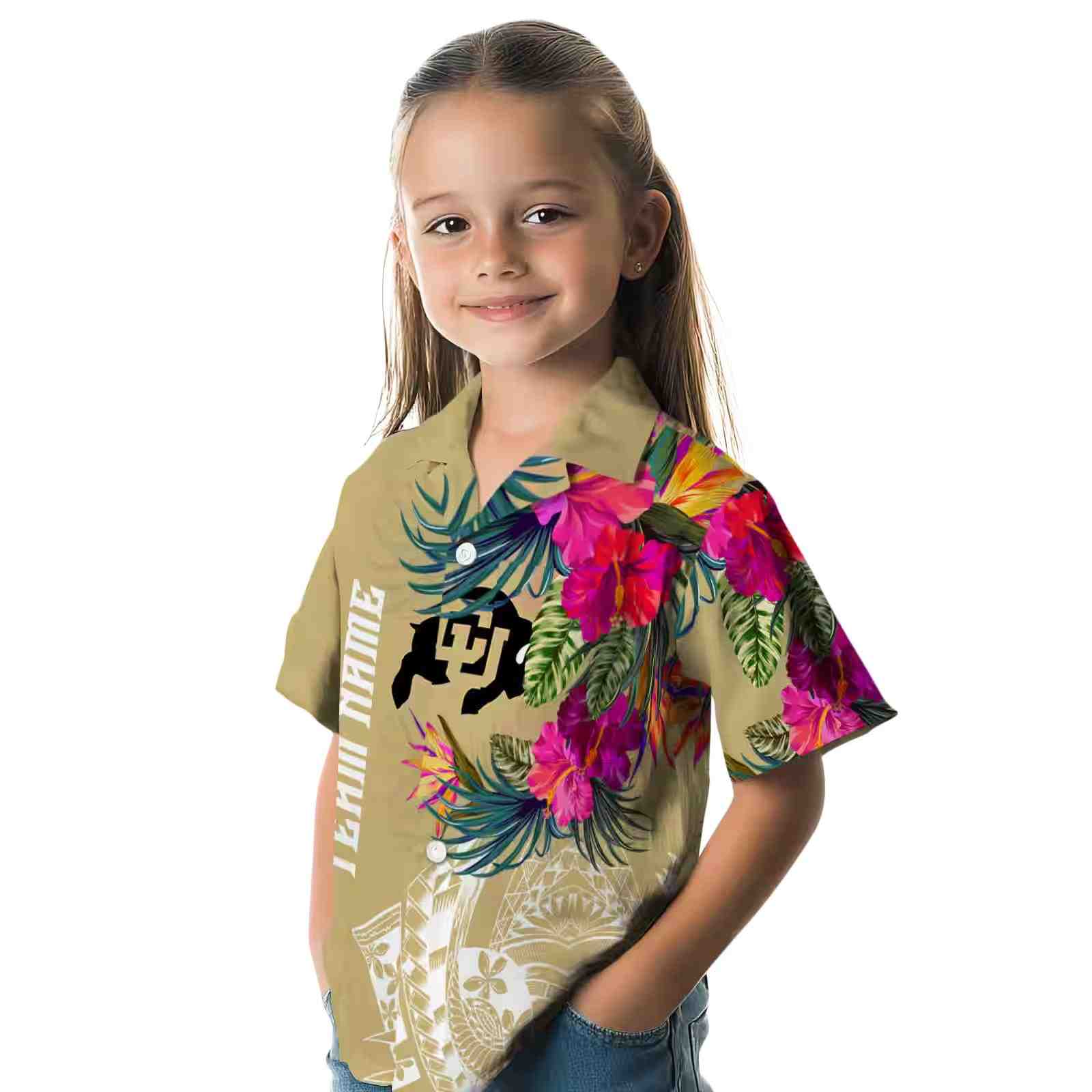 colorado buffaloes floral polynesian gold hawaiian shirt premium grade