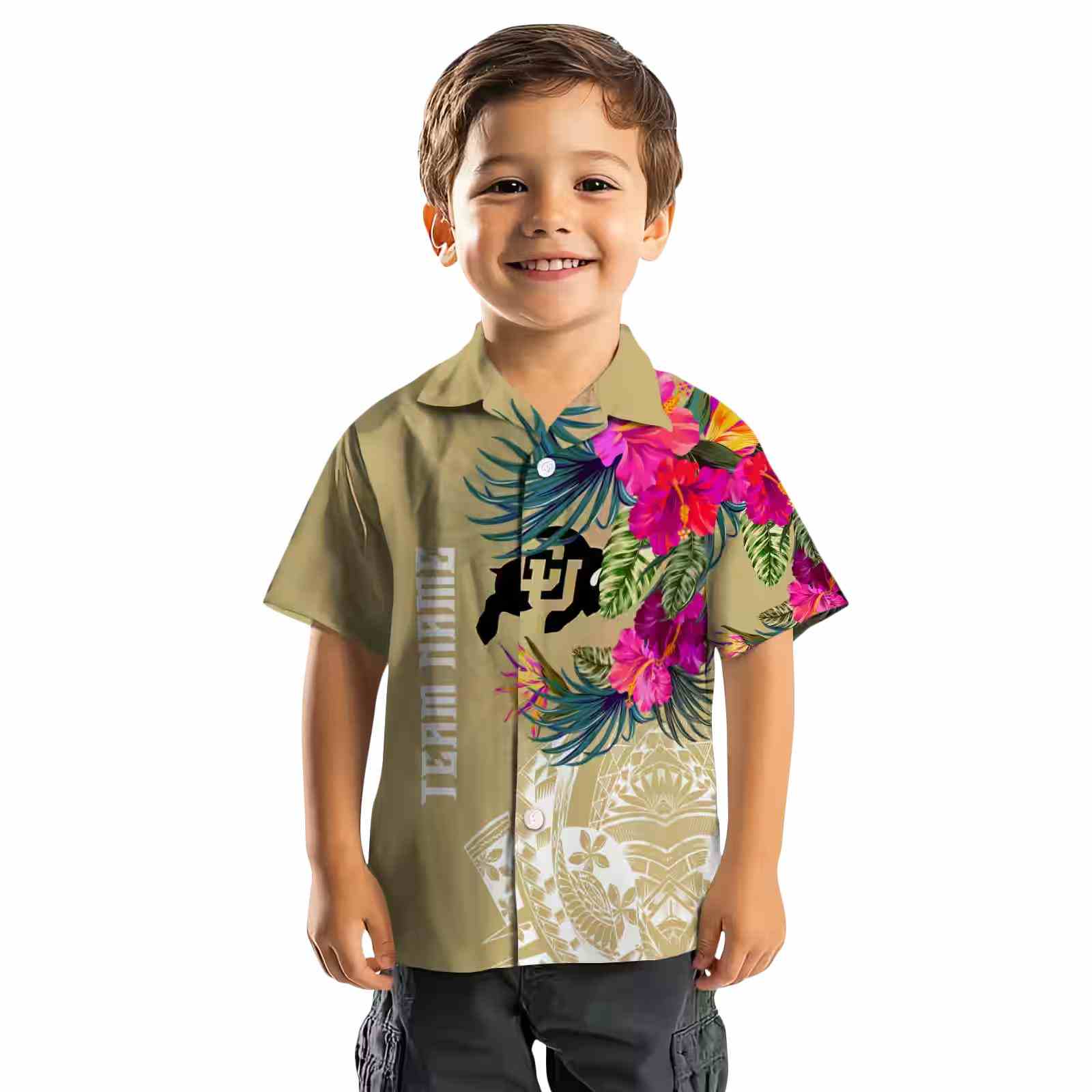 colorado buffaloes floral polynesian gold hawaiian shirt top rated