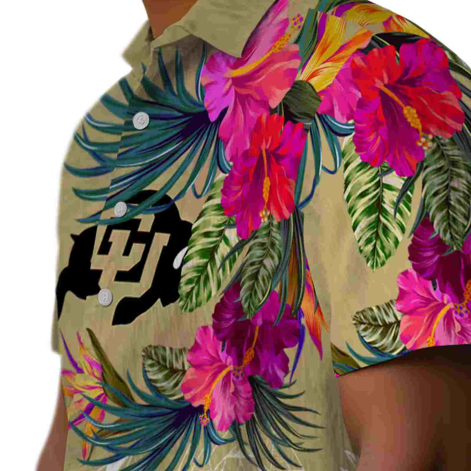 colorado buffaloes floral polynesian gold hawaiian shirt trendy