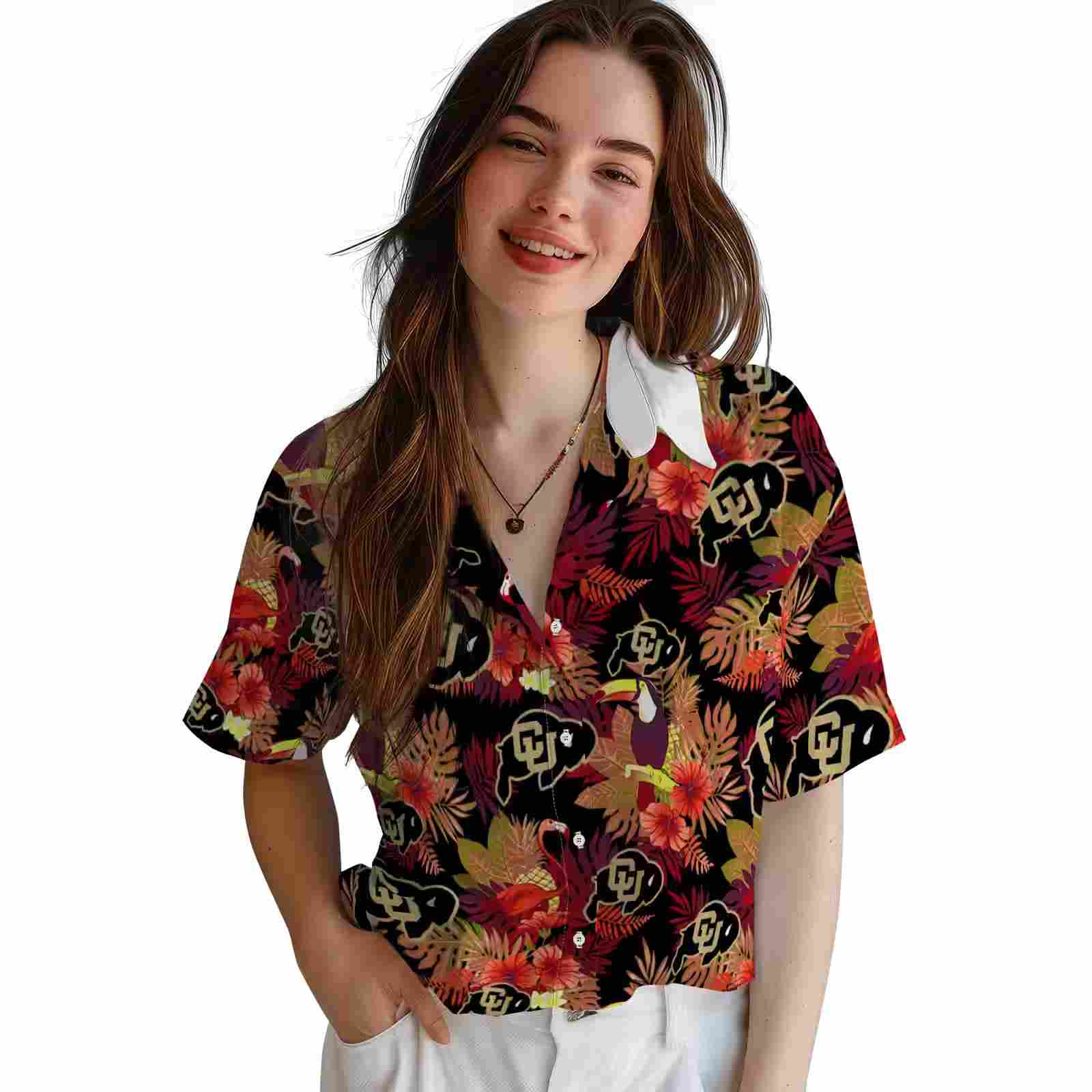 colorado buffaloes floral toucan gold red hawaiian shirt latest model