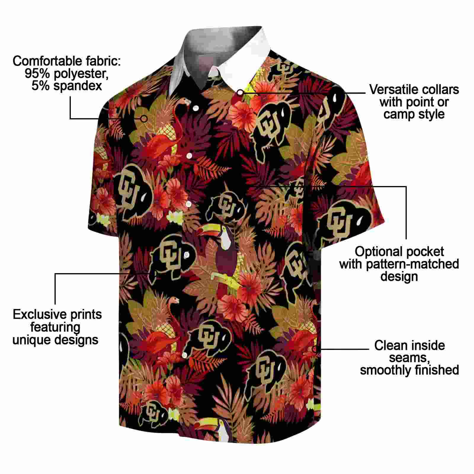 colorado buffaloes floral toucan gold red hawaiian shirt new arrival