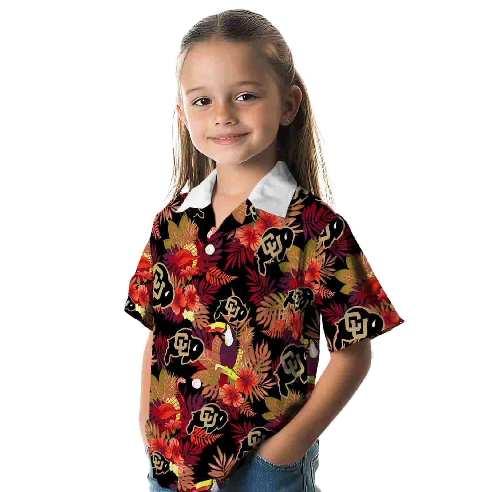 colorado buffaloes floral toucan gold red hawaiian shirt premium grade