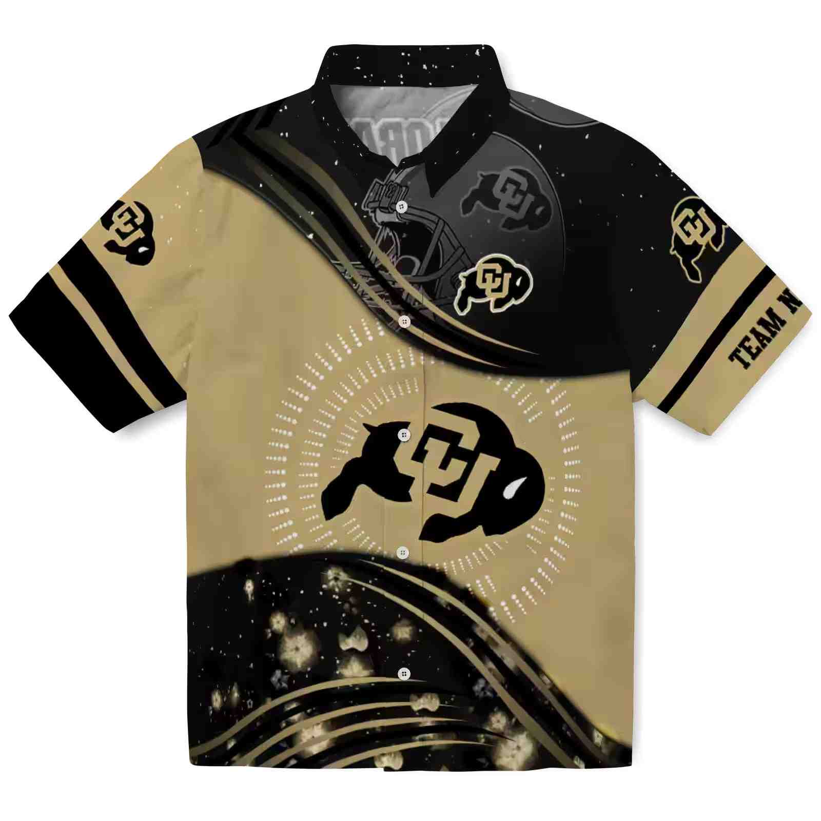 Colorado Buffaloes Football Wave Gold Black Hawaiian Shirt