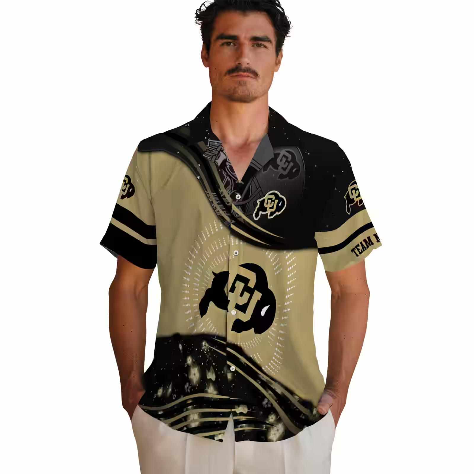 colorado buffaloes football wave gold black hawaiian shirt fashion forward