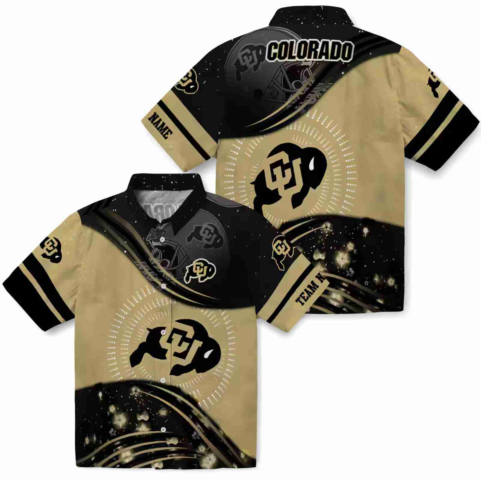 colorado buffaloes football wave gold black hawaiian shirt high quality