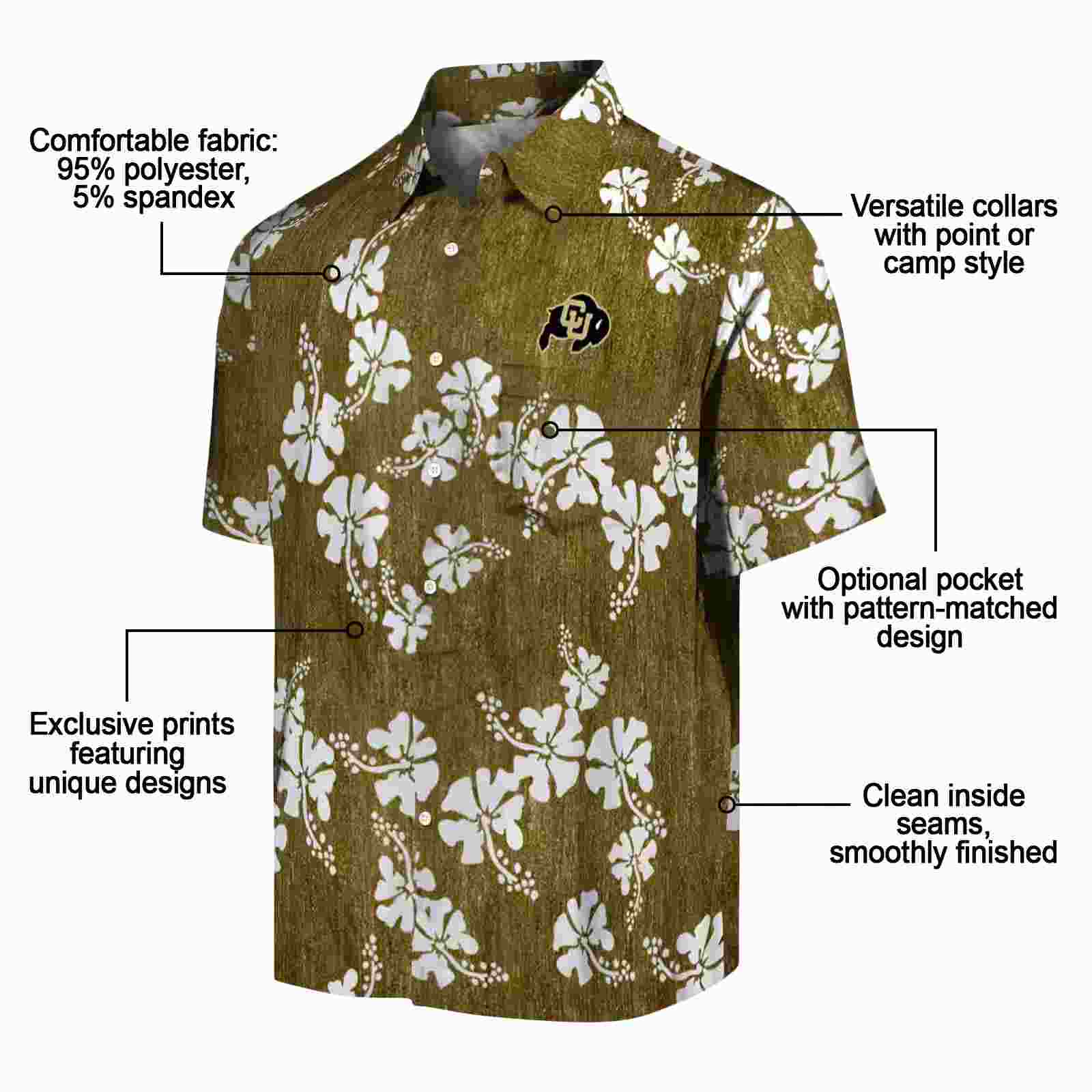 colorado buffaloes hibiscus clusters gold hawaiian shirt new arrival