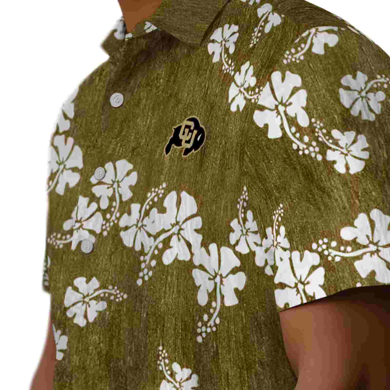 colorado buffaloes hibiscus clusters gold hawaiian shirt trendy