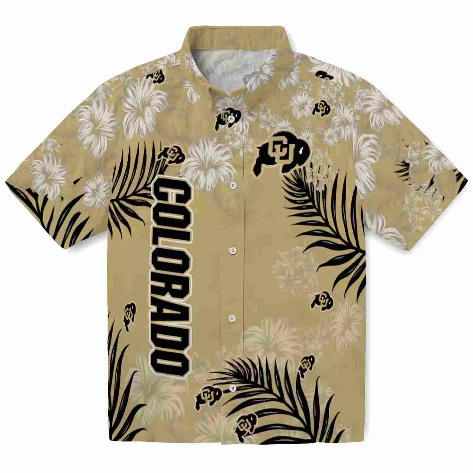 Colorado Buffaloes Hibiscus Print Gold Hawaiian Shirt