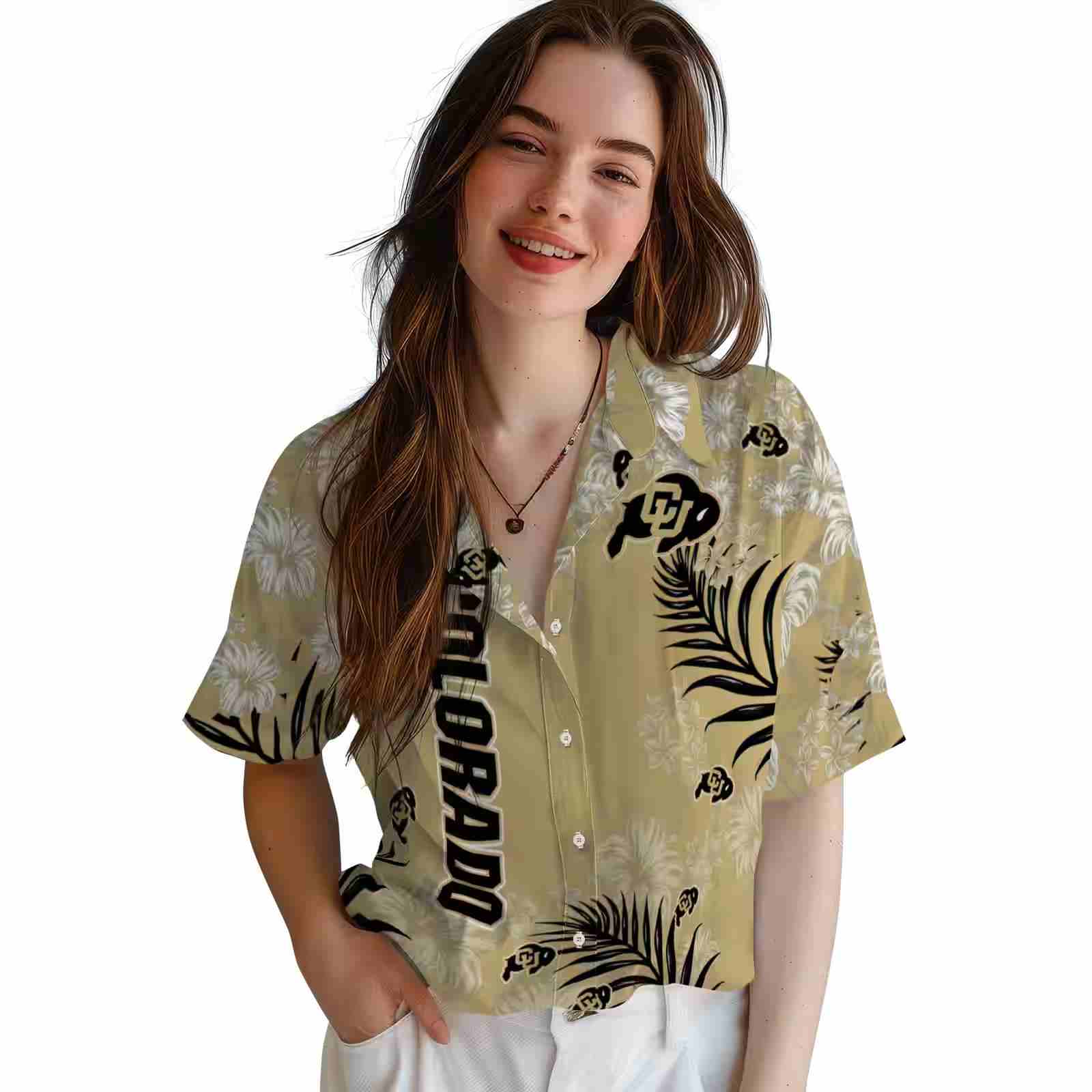 colorado buffaloes hibiscus print gold hawaiian shirt latest model