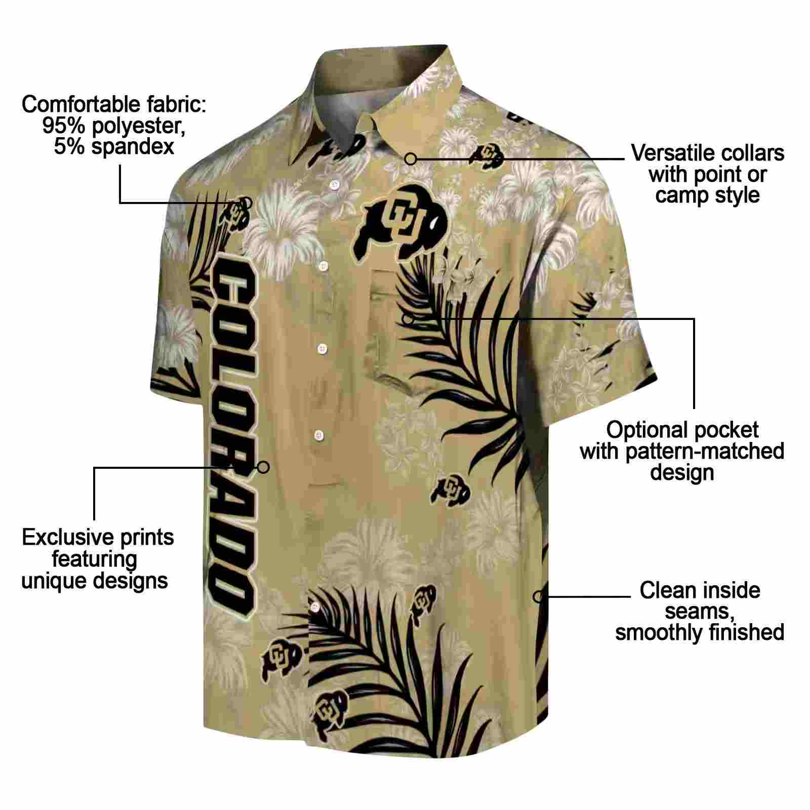 colorado buffaloes hibiscus print gold hawaiian shirt new arrival