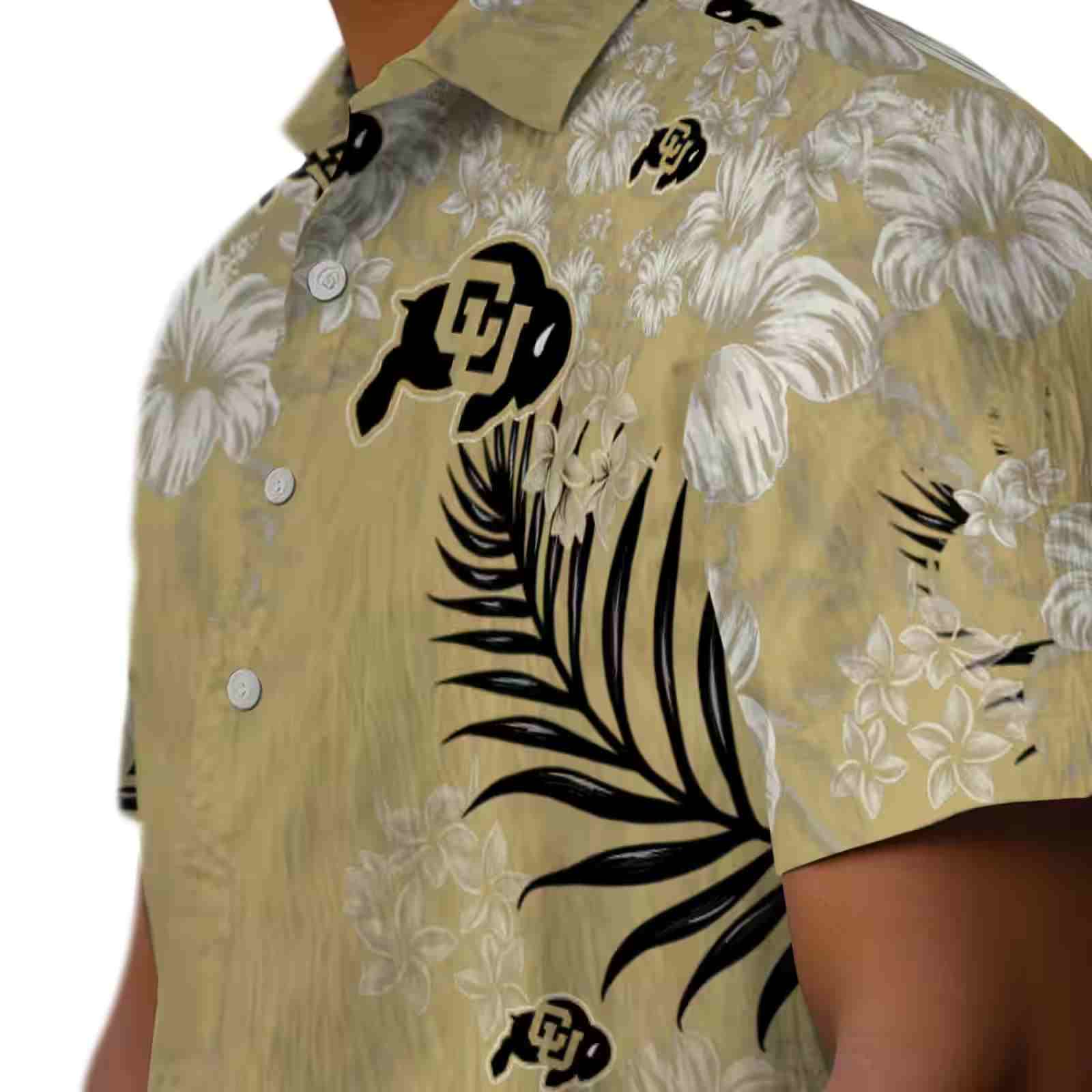 colorado buffaloes hibiscus print gold hawaiian shirt trendy