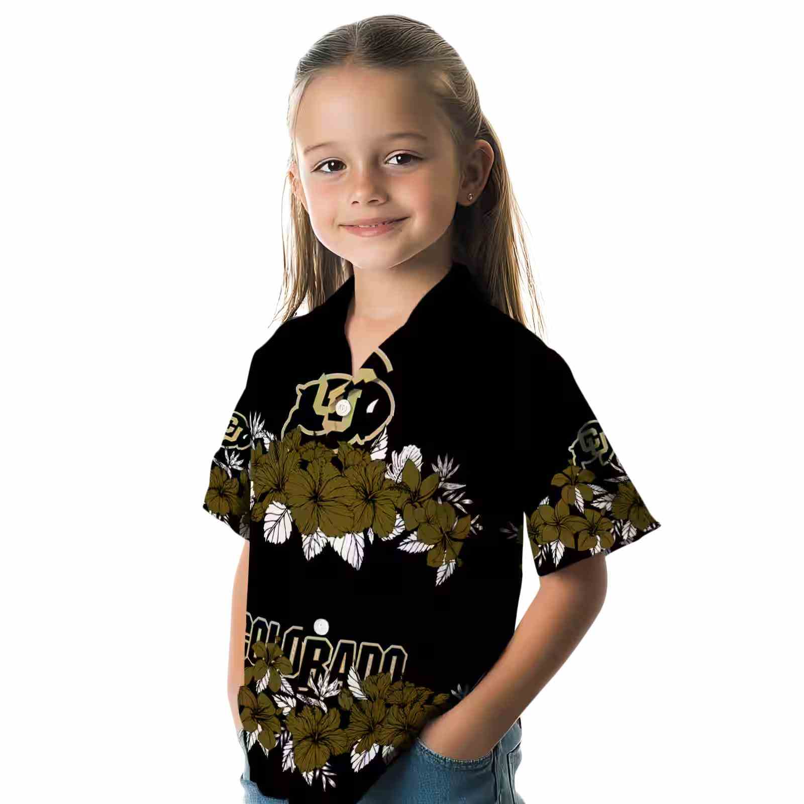 colorado buffaloes hibiscus stripe gold black hawaiian shirt premium grade