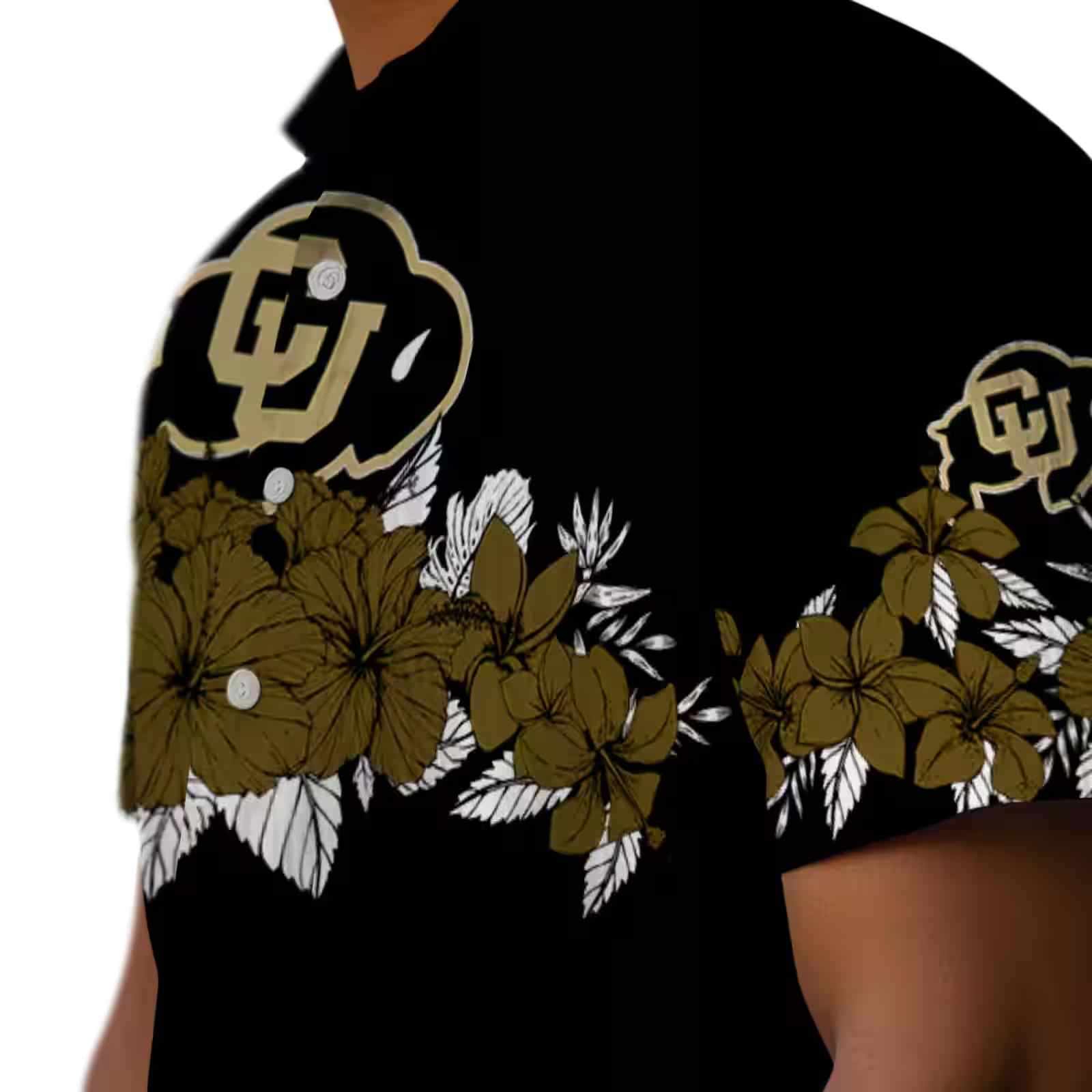 colorado buffaloes hibiscus stripe gold black hawaiian shirt trendy