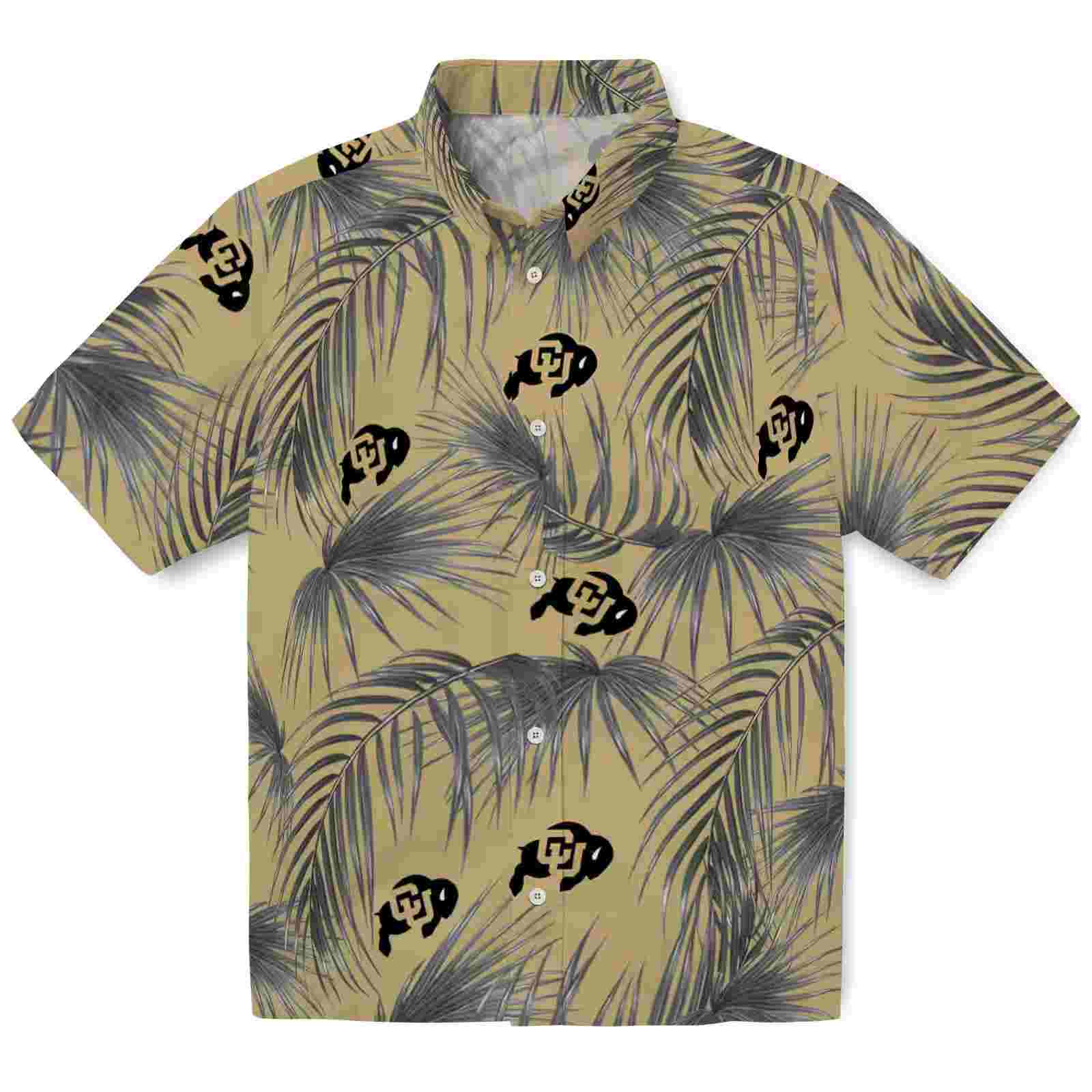 Colorado Buffaloes Leafy Palms Gold Hawaiian Shirt