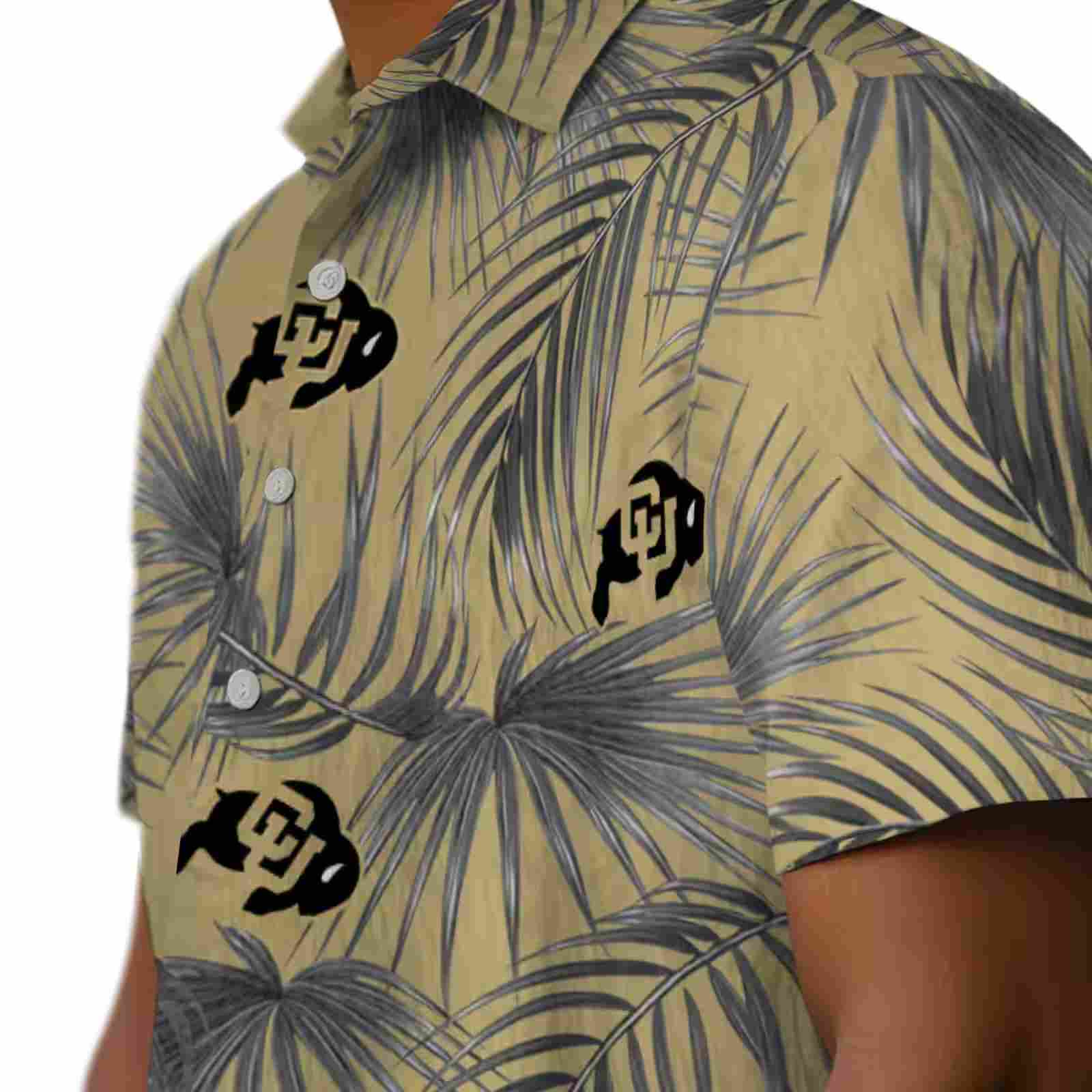 colorado buffaloes leafy palms gold hawaiian shirt trendy