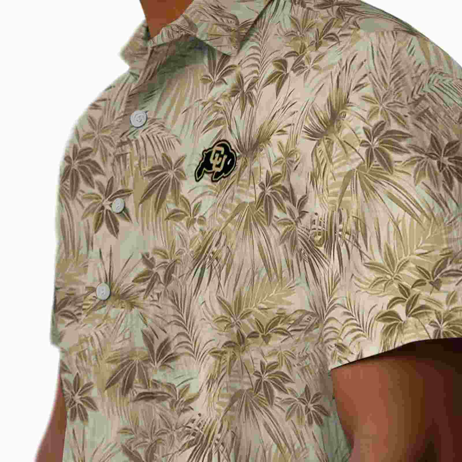 colorado buffaloes leafy pattern gold hawaiian shirt trendy