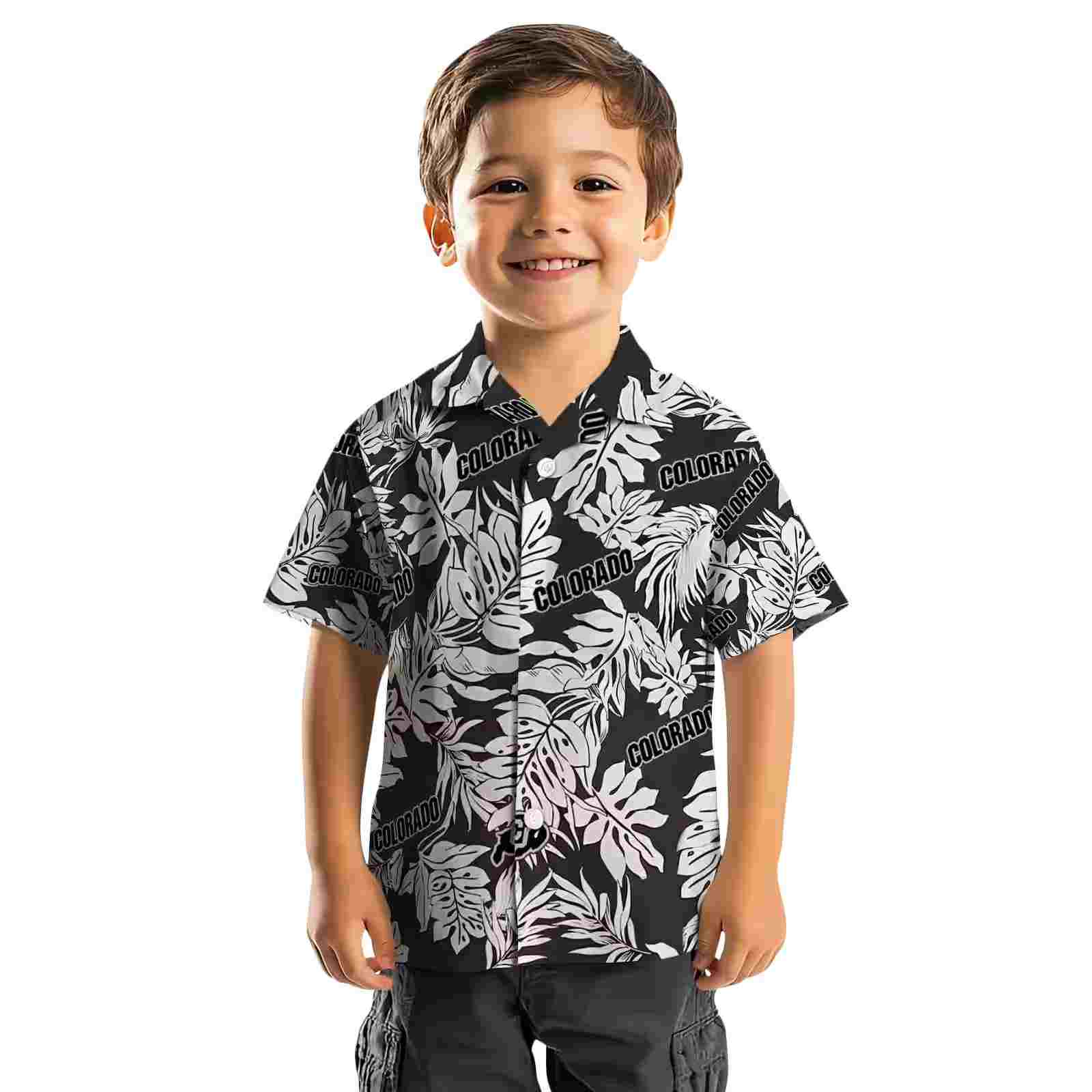 colorado buffaloes monstera leaf pattern black hawaiian shirt top rated