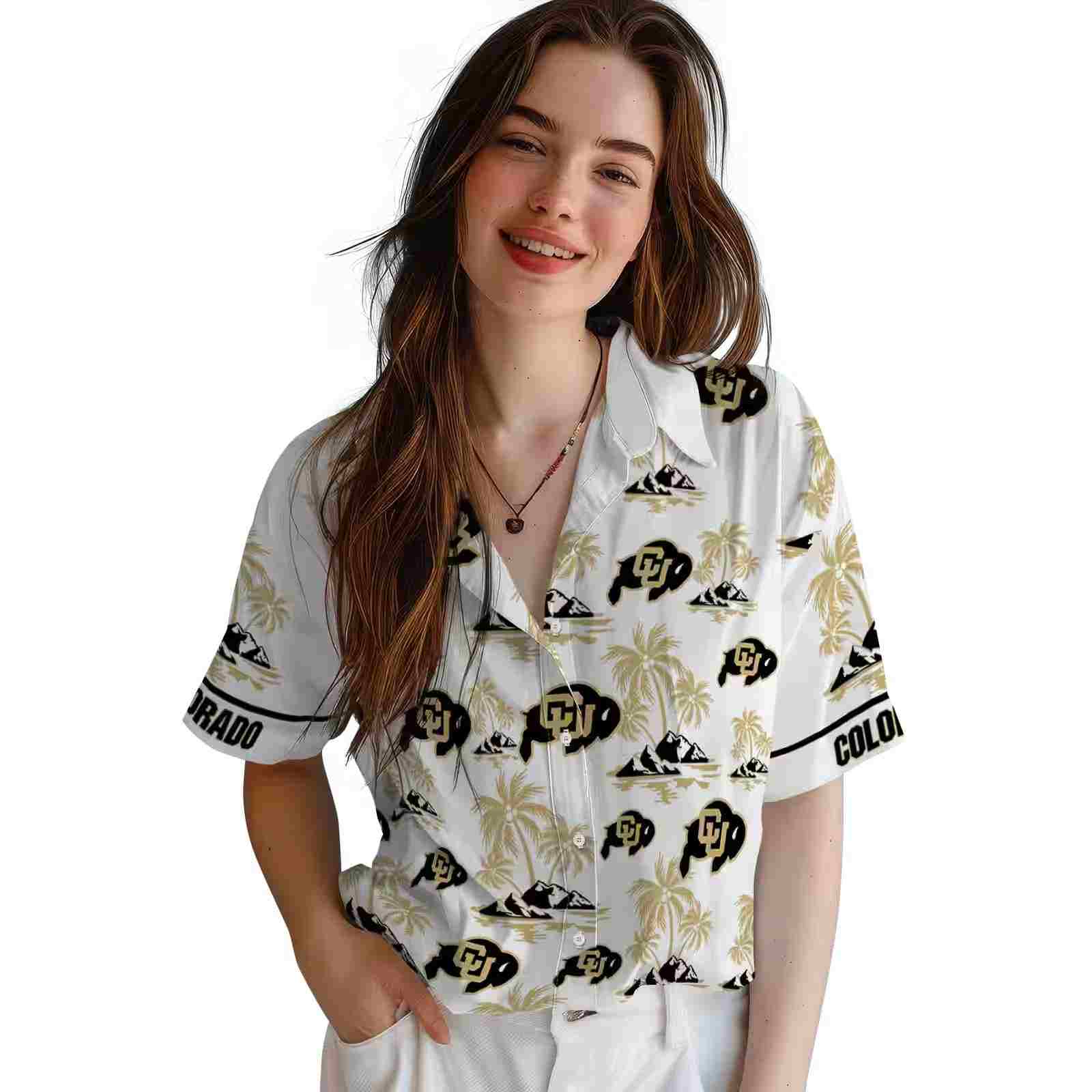 colorado buffaloes palm island print gold white hawaiian shirt latest model