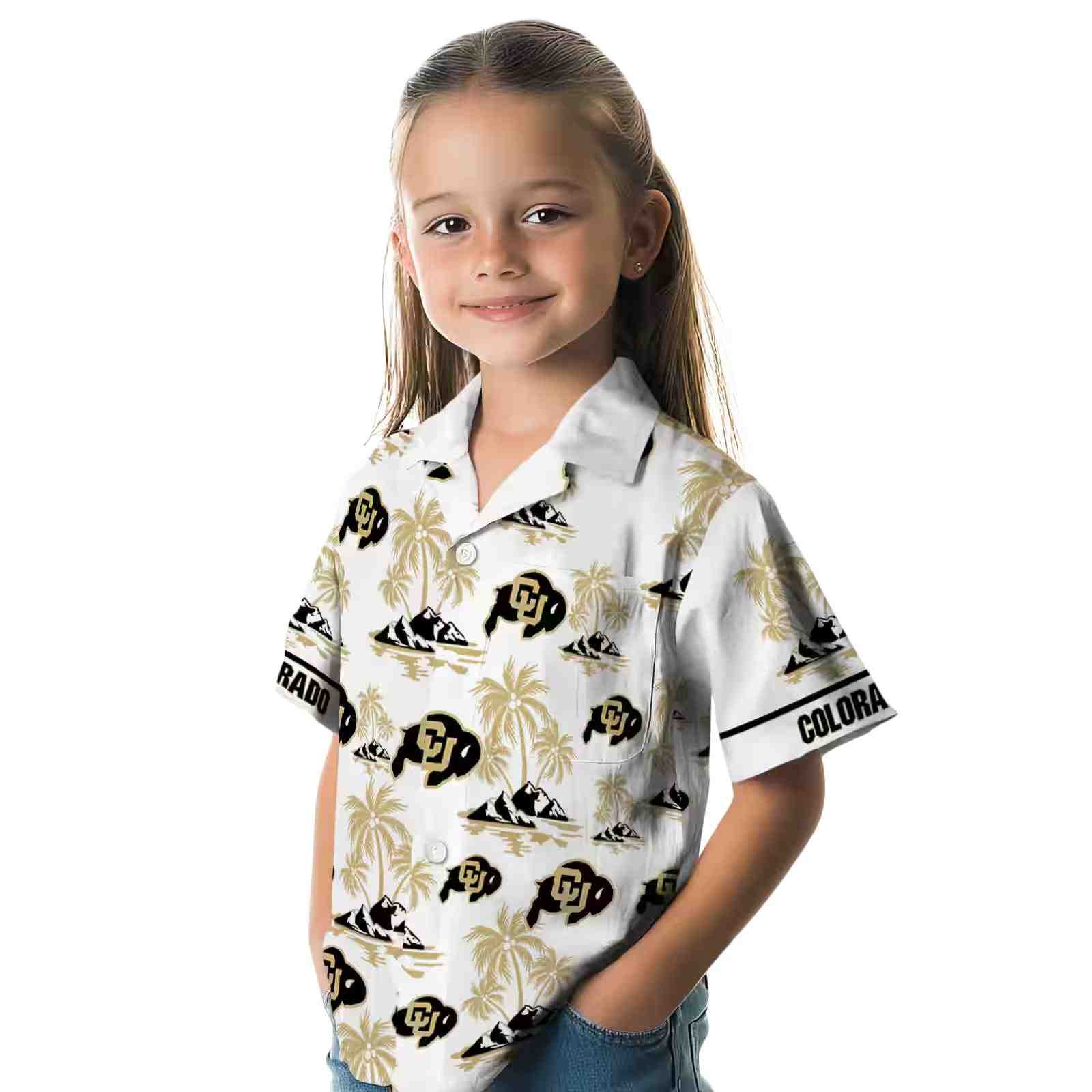 colorado buffaloes palm island print gold white hawaiian shirt premium grade