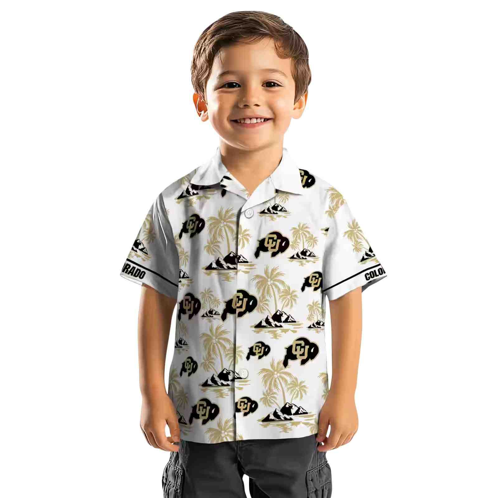 colorado buffaloes palm island print gold white hawaiian shirt top rated