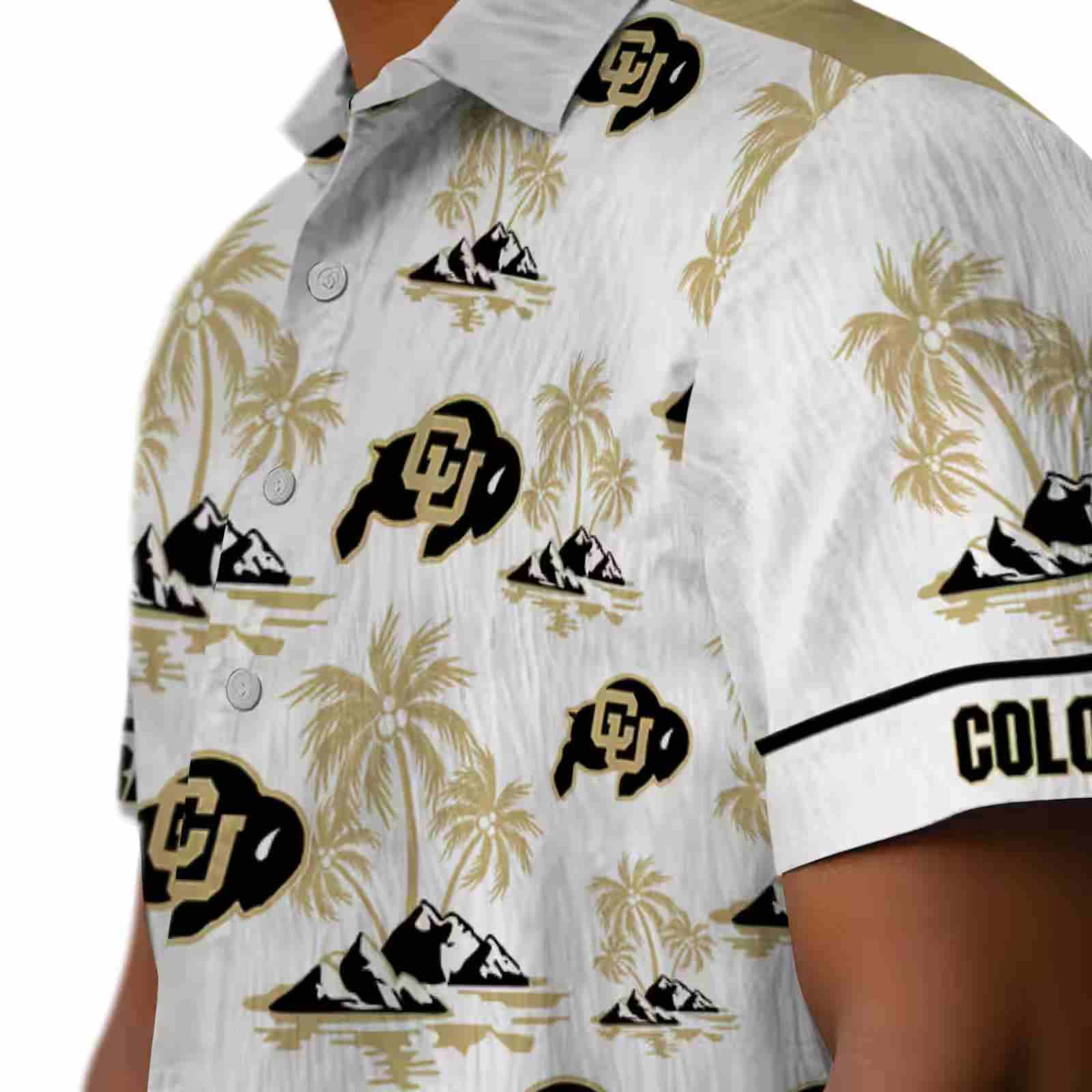 colorado buffaloes palm island print gold white hawaiian shirt trendy