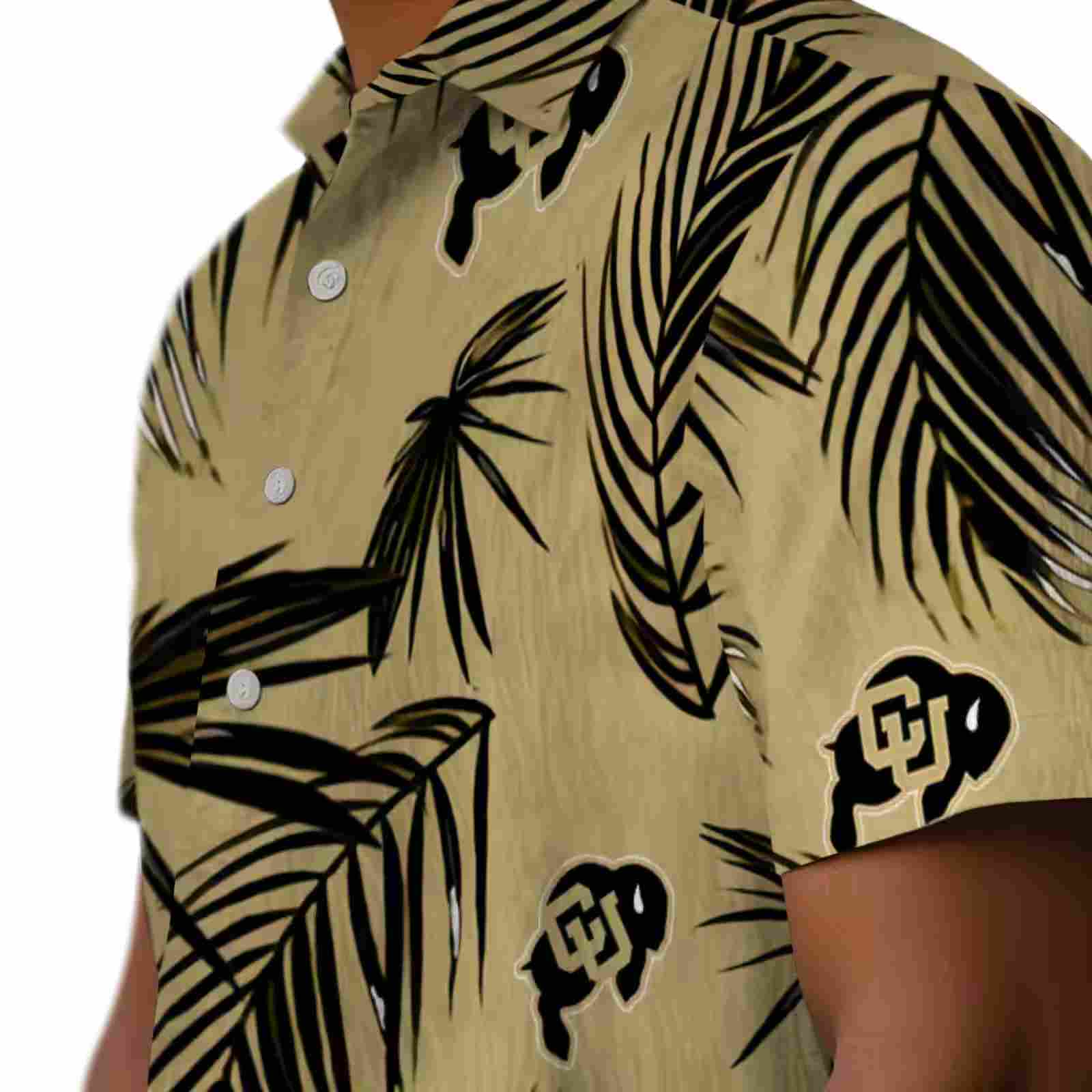 colorado buffaloes palm leaf gold hawaiian shirt trendy