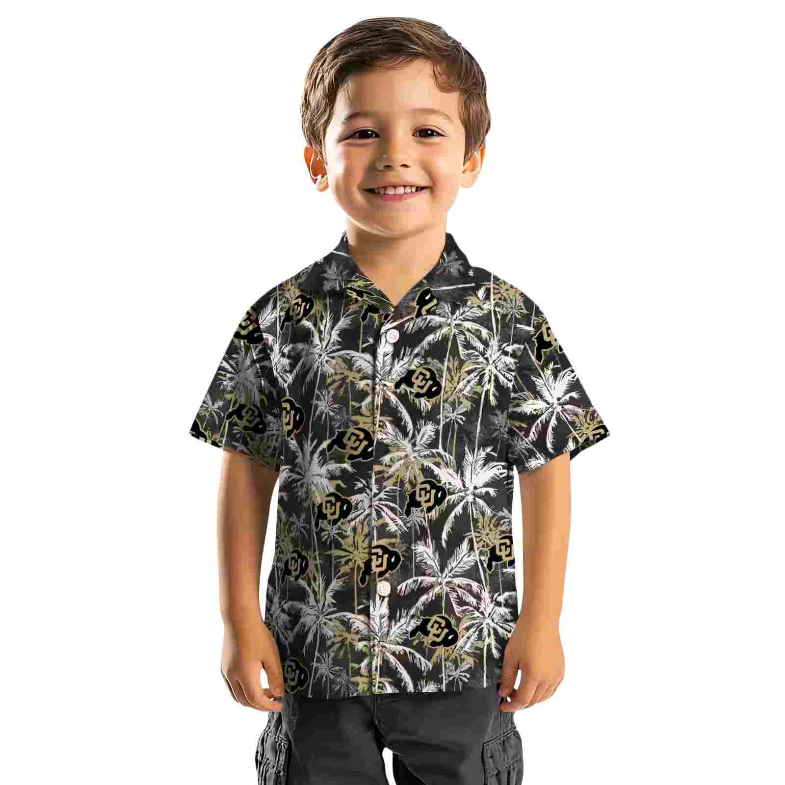 colorado buffaloes palm pattern gold black hawaiian shirt top rated