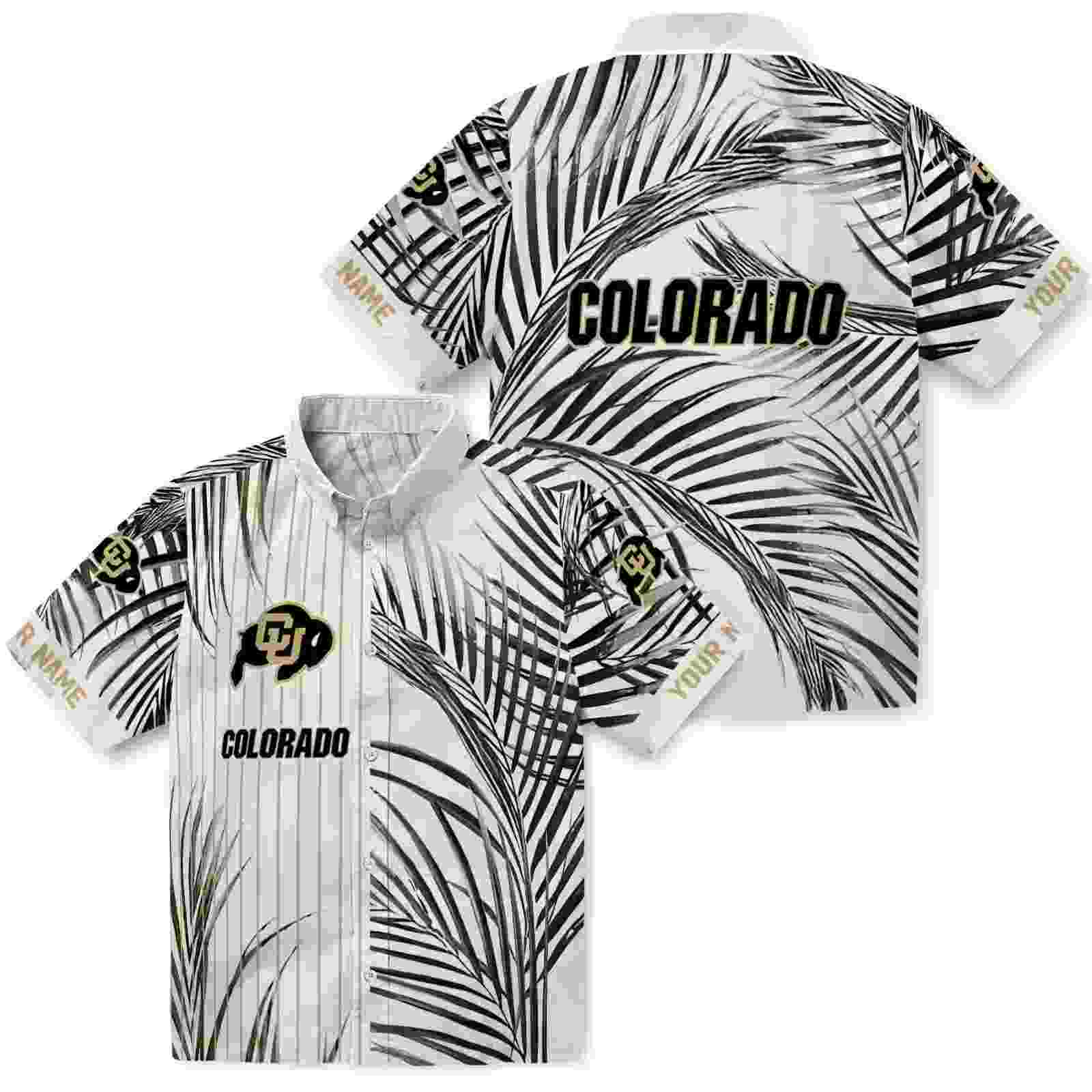 colorado buffaloes palm stripes gold black white hawaiian shirt high quality