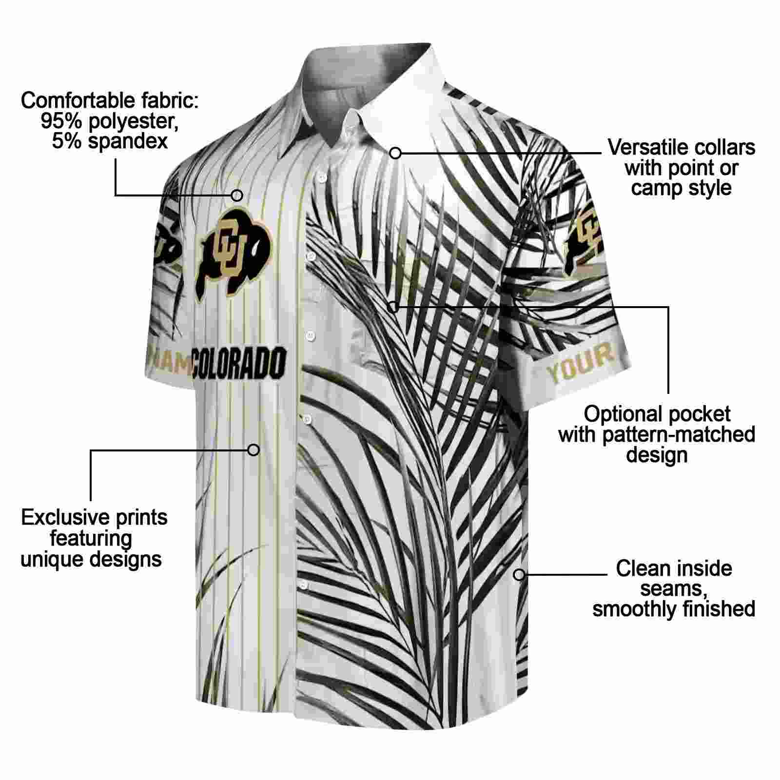 colorado buffaloes palm stripes gold black white hawaiian shirt new arrival