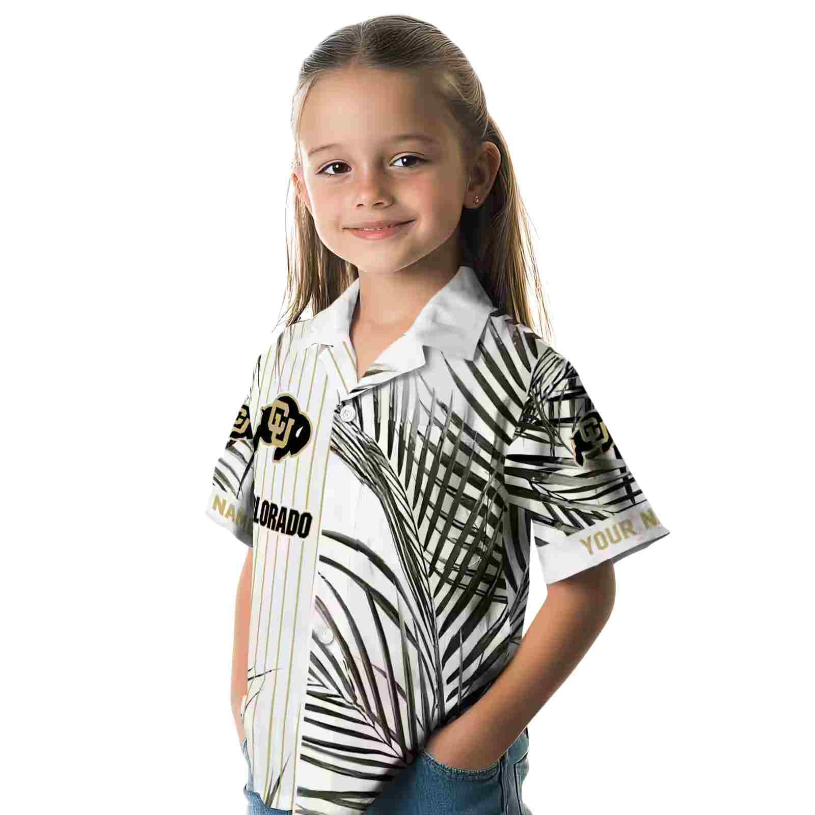 colorado buffaloes palm stripes gold black white hawaiian shirt premium grade