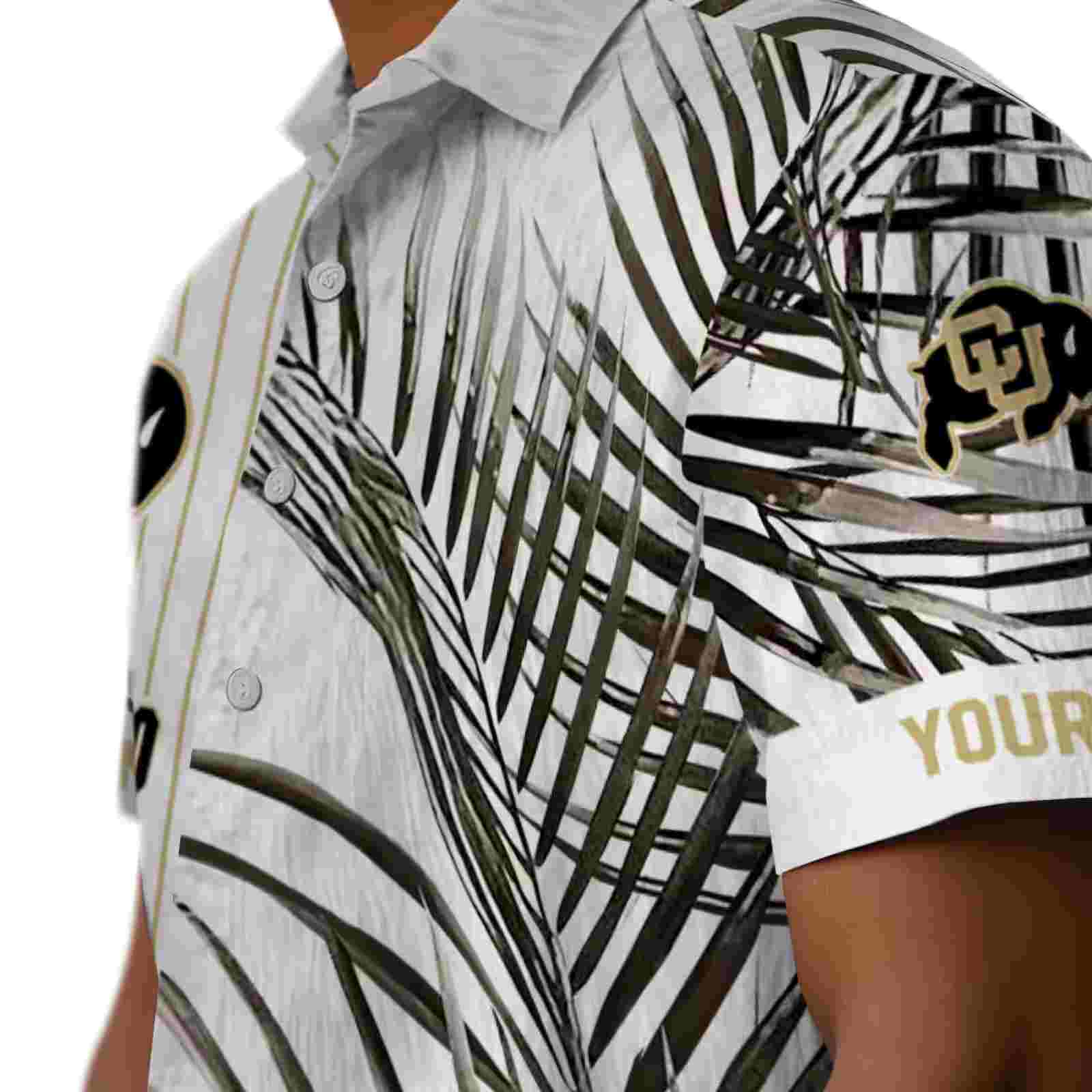 colorado buffaloes palm stripes gold black white hawaiian shirt trendy