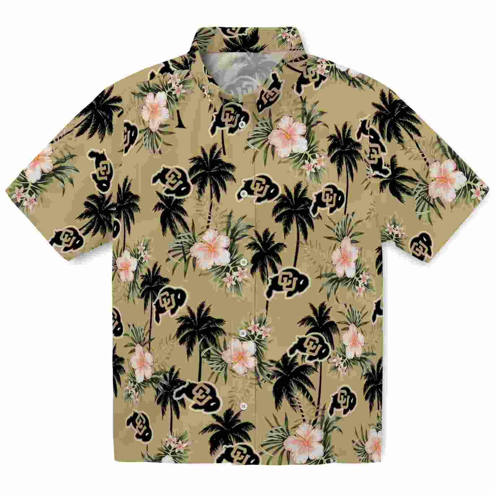 Colorado Buffaloes Palm Tree Flower Gold Hawaiian Shirt