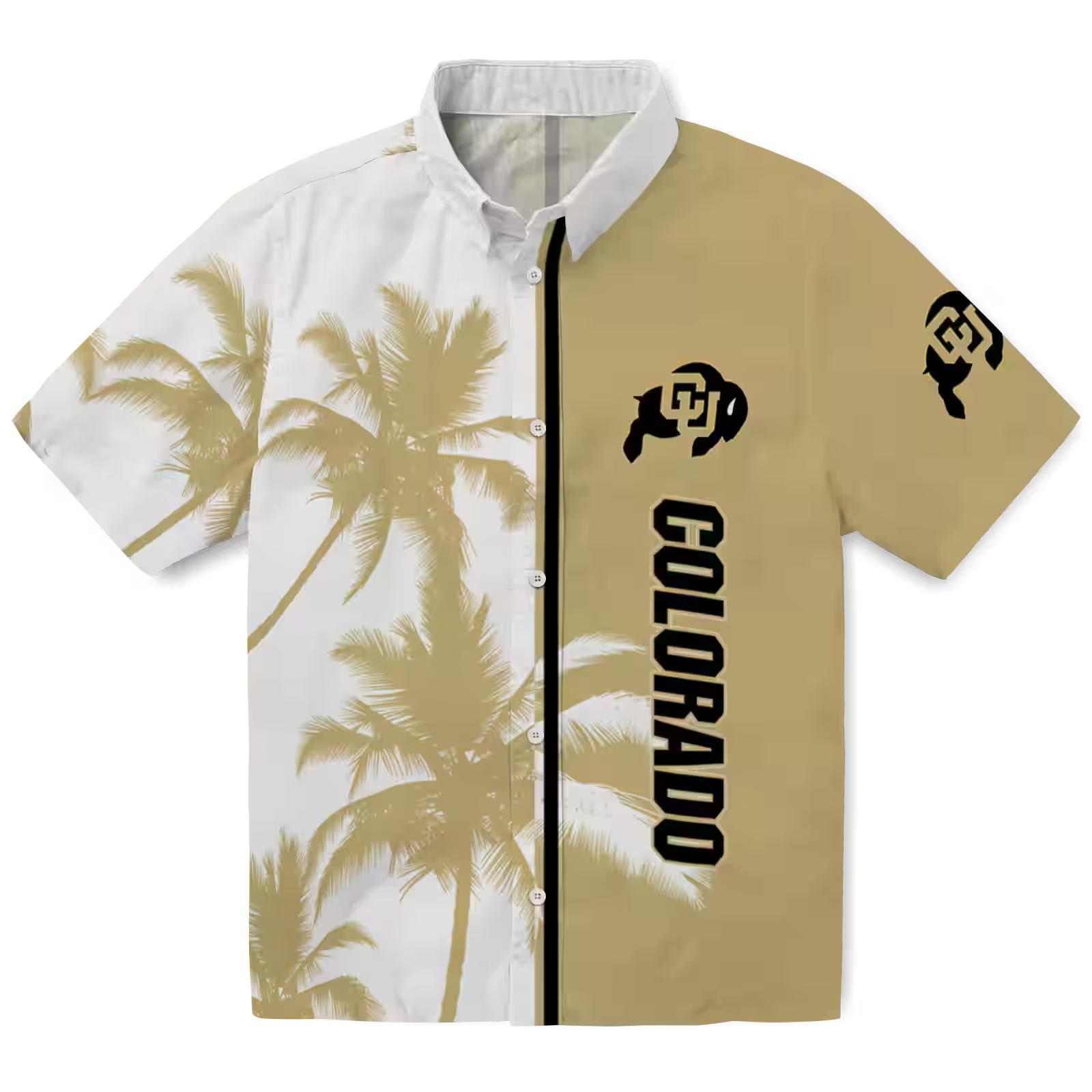 Colorado Buffaloes Palm Trees Gold White Hawaiian Shirt