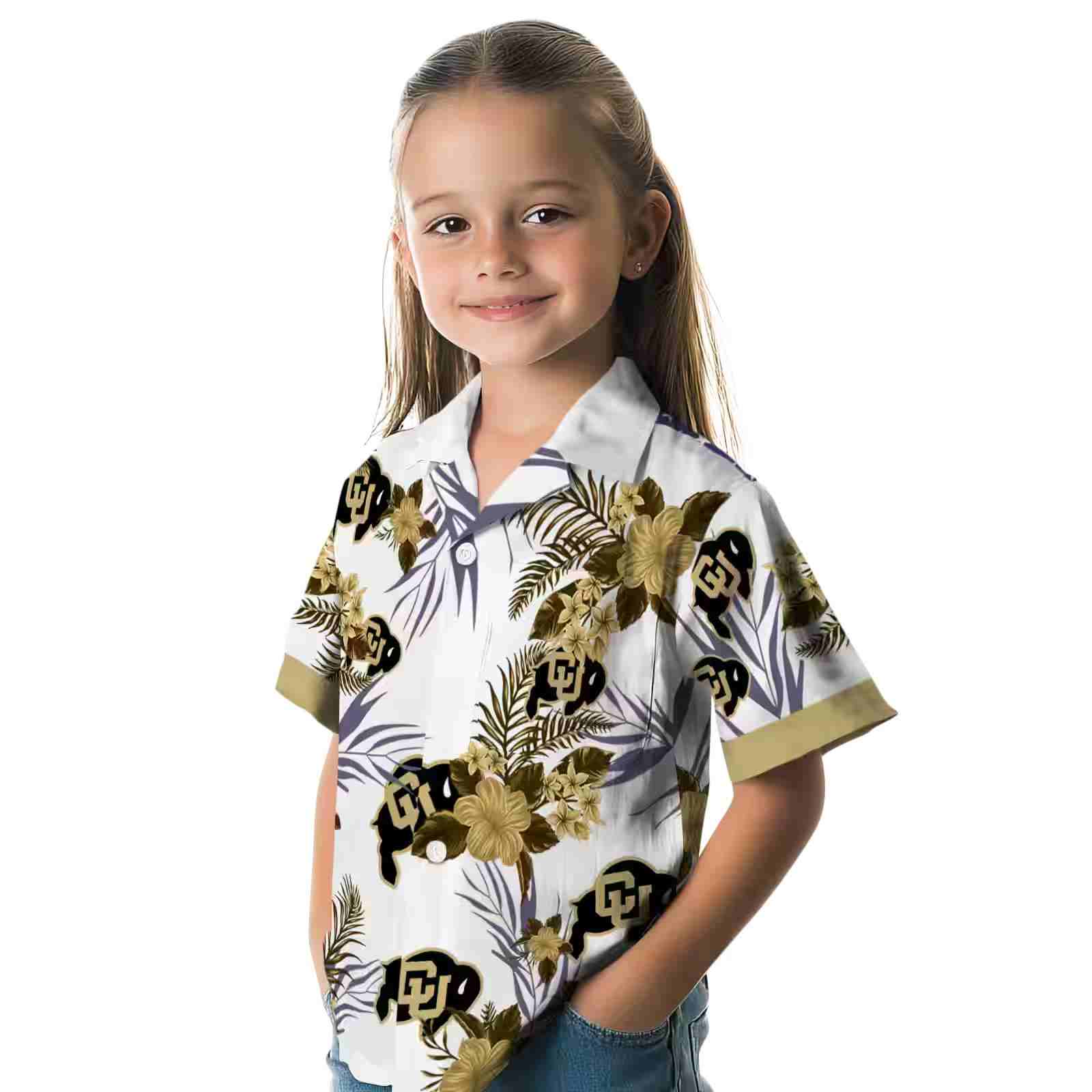 colorado buffaloes patriotic hibiscus design gold white hawaiian shirt premium grade